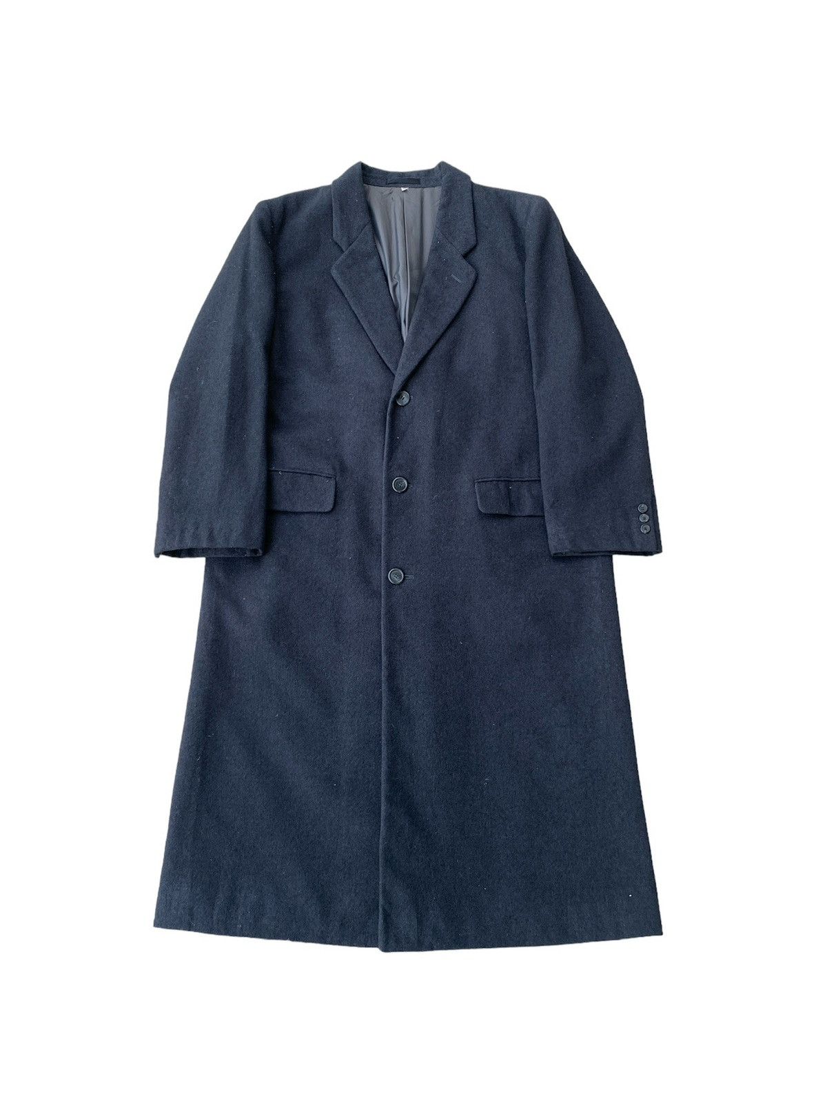 Yves Saint Laurent Vtg YvesSaintLaurent Diffusion Hommes Black Wool Long Coat Size US L / EU 52-54 / 3 - 1 Thumbnail