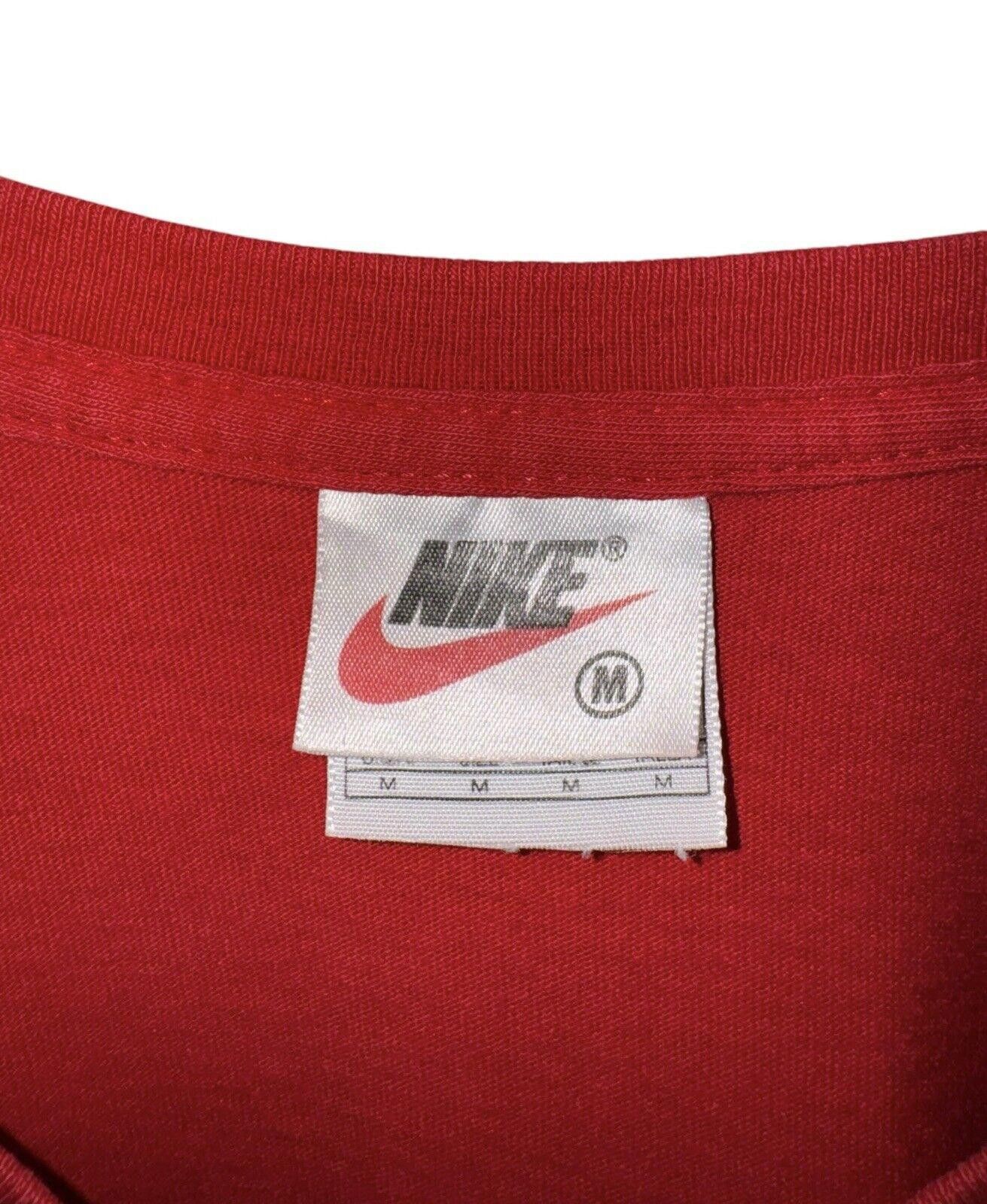 Nike Vintage Nike 90s Cherry Red Swoosh V Neck Shirt Sz M Size US M / EU 48-50 / 2 - 5 Thumbnail
