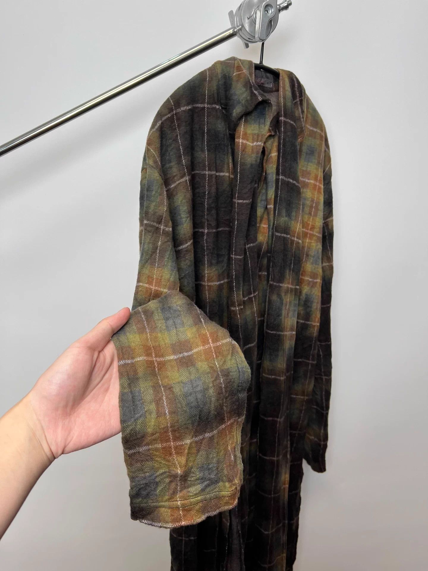 Yohji Yamamoto Yohji Yamamoto Check Tie-Dye Wool Blend Scarf Size US L / EU 52-54 / 3 - 4 Thumbnail