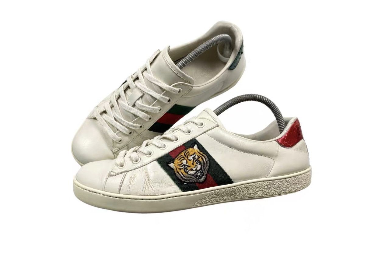 Gucci Gucci Ace Tiger Head White Sneakers J31 Size US 8 / EU 41 - 6 Thumbnail