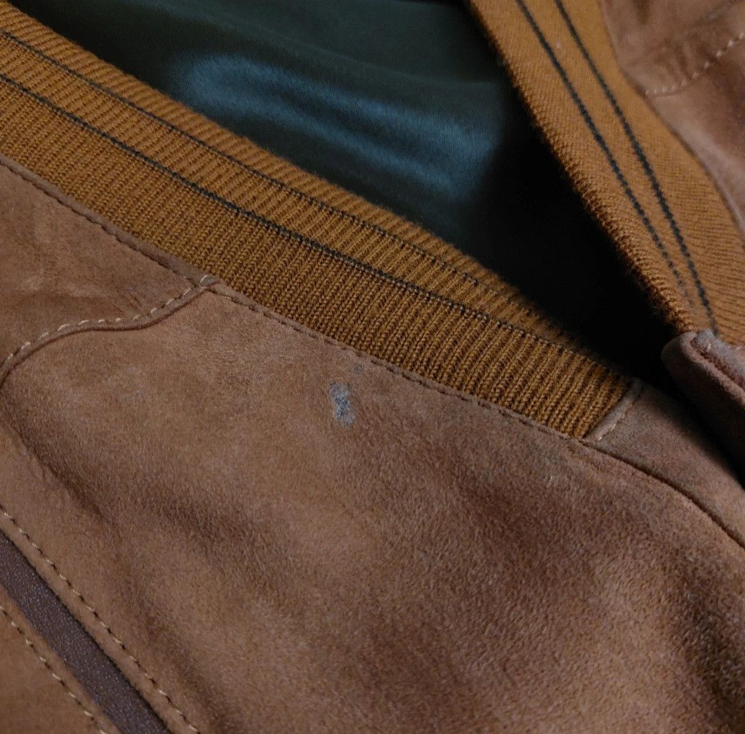 Vintage AMGE suede leather bomber jacket with wool blend panels Size US XL / EU 56 / 4 - 14 Thumbnail