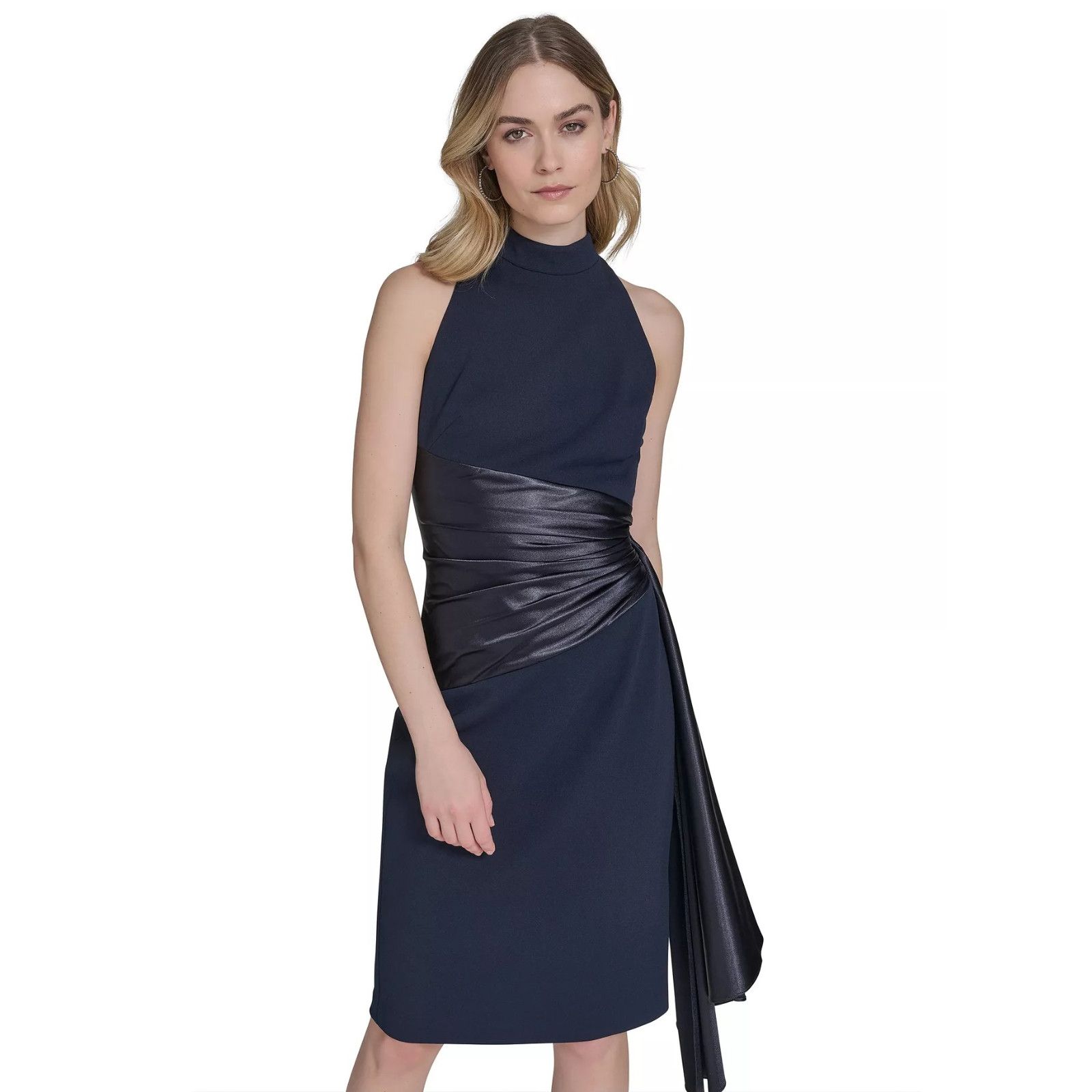 Other Eliza J Women's Waist-Wrap Scuba Sleeveless MIDI - Navy-8 Size M / US 6-8 / IT 42-44 - 1 Thumbnail