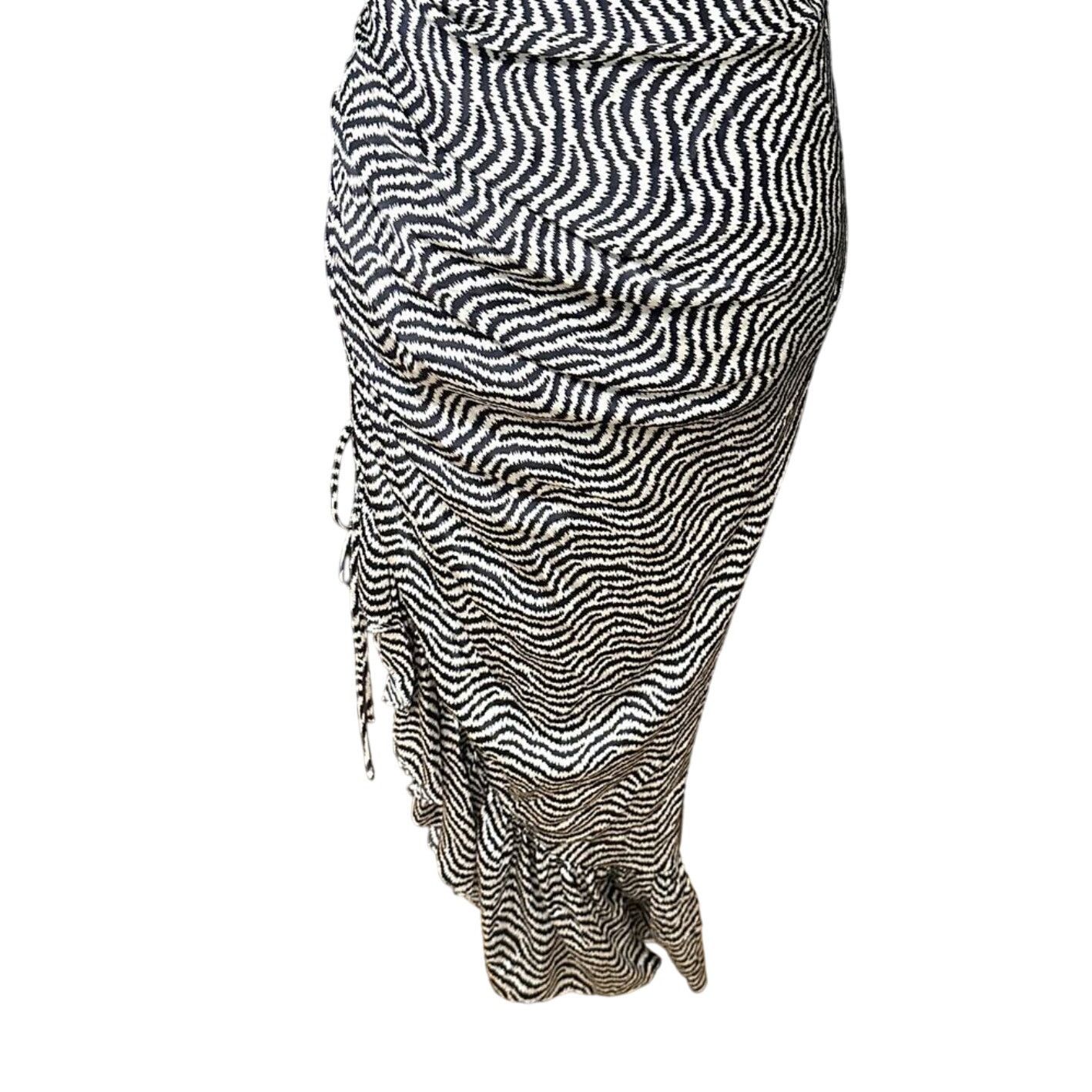 Cinq a Sept Cinq A Sept Midi Dress One Shoulder Silk Black/White 2 NWOT Size XS / US 0-2 / IT 36-38 - 8 Thumbnail