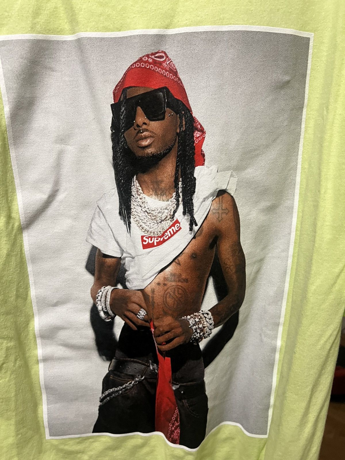 Supreme Playboi Carti Supreme picture tee shirt lime green large Size US L / EU 52-54 / 3 - 2 Thumbnail