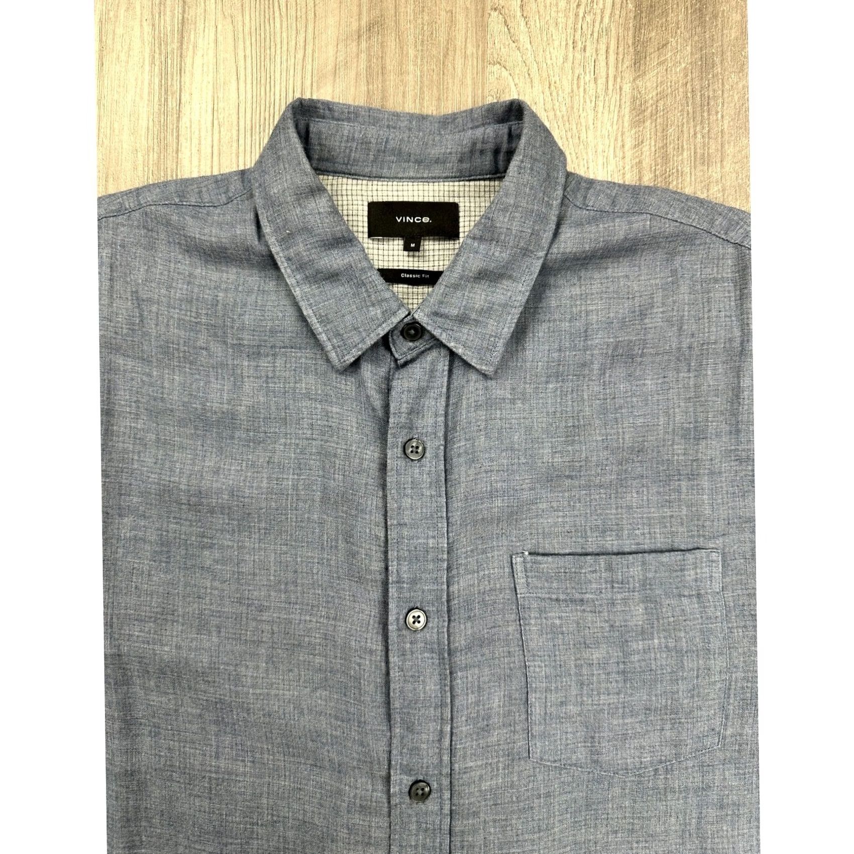 Vince Vince Blue Double Face Long Sleeve Button-Down Shirt M Mens Classic Fit Size US M / EU 48-50 / 2 - 7 Thumbnail