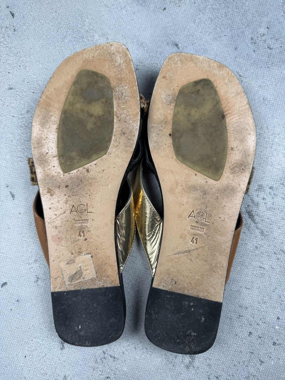 AGL AGL Archive Leather Leopard Strap Sandals Minimalist Italy Size US 10.5 / IT 40.5 - 3 Thumbnail