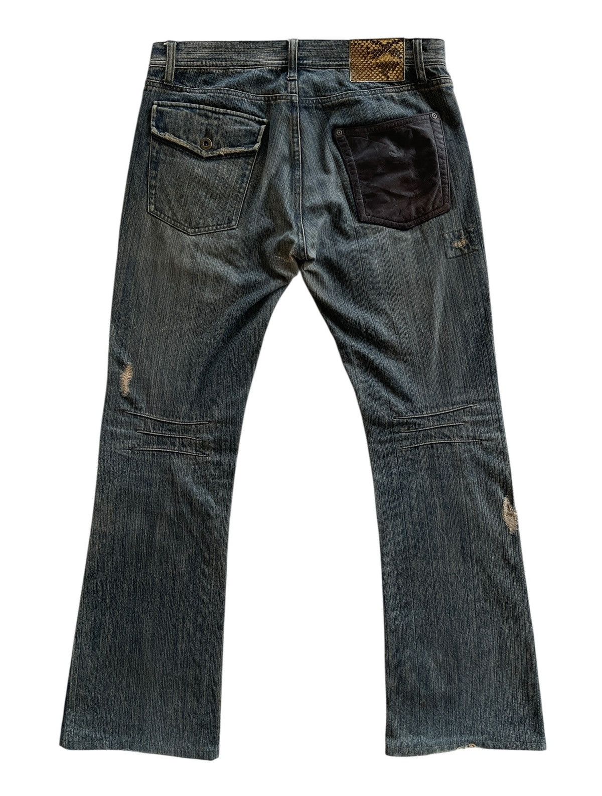 Japanese Brand Crazy Distressed Patchwork Flare Denim Size US 34 / EU 50 - 7 Thumbnail