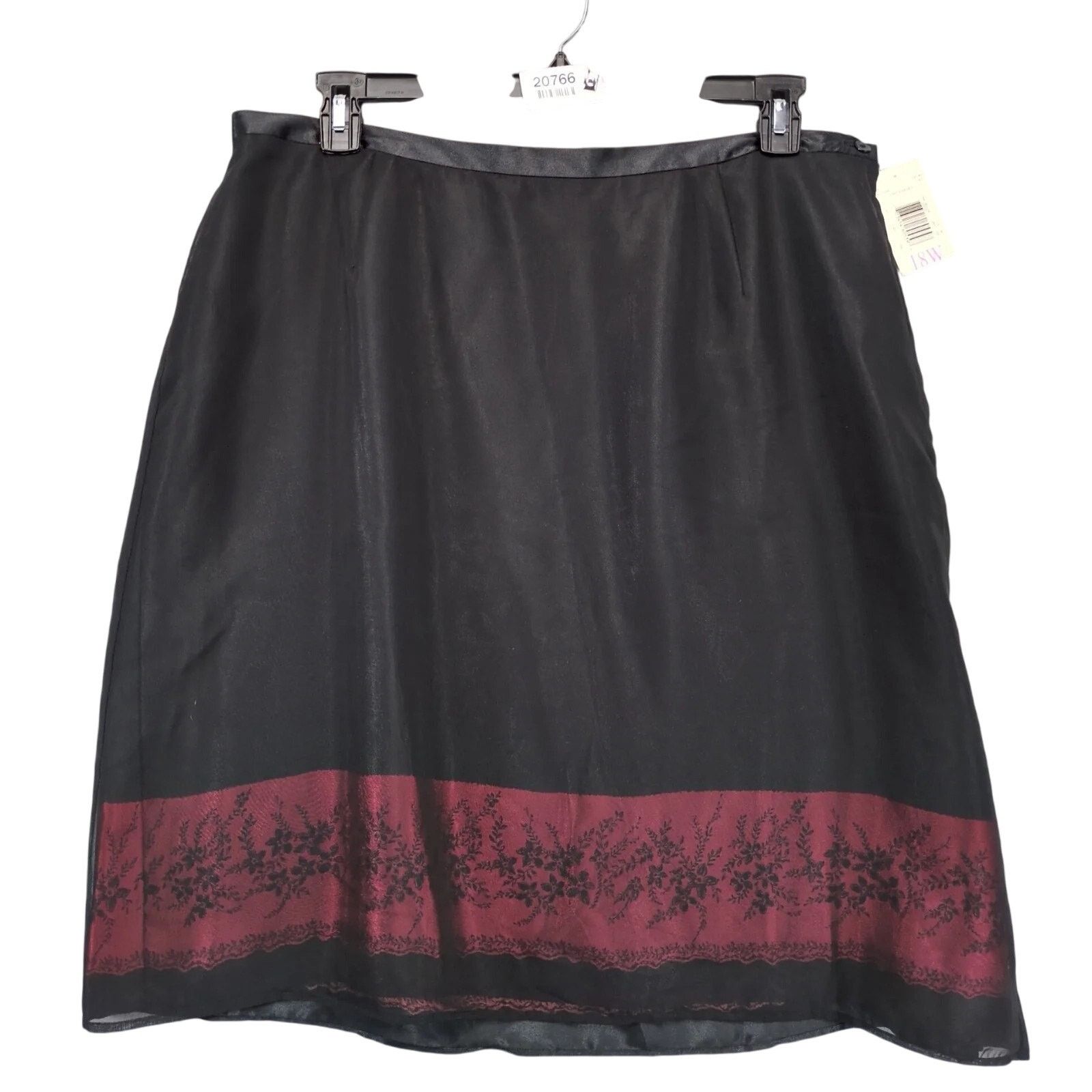 Liz Claiborne First Issue Liz Claiborne Black Sheer Overlay Skirt 18W Size 40" / US 18 - 1 Thumbnail