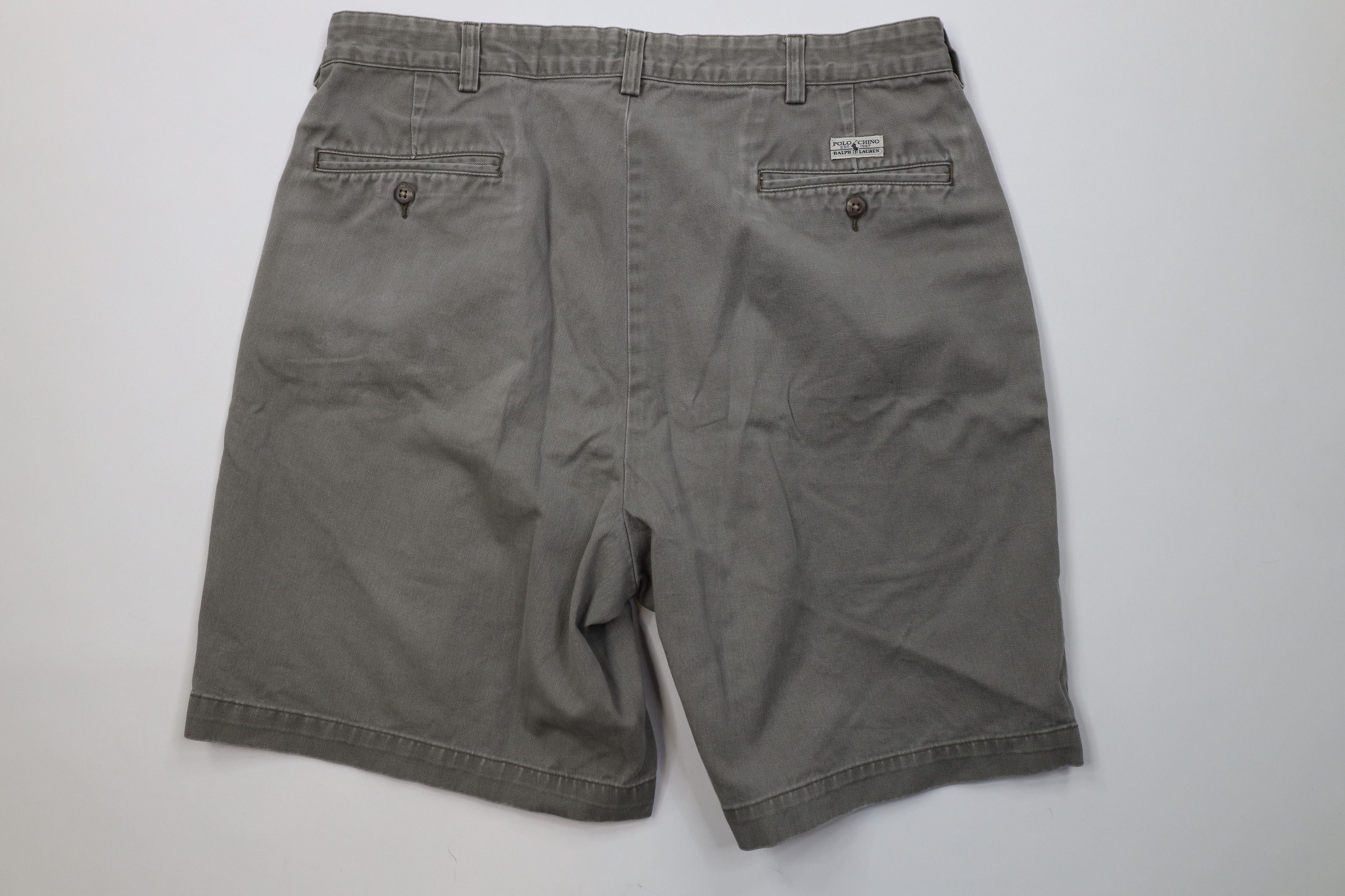 Ralph Lauren Vintage 90s Ralph Lauren Pleated Chino Shorts Green Cotton Size US 36 / EU 52 - 9 Thumbnail