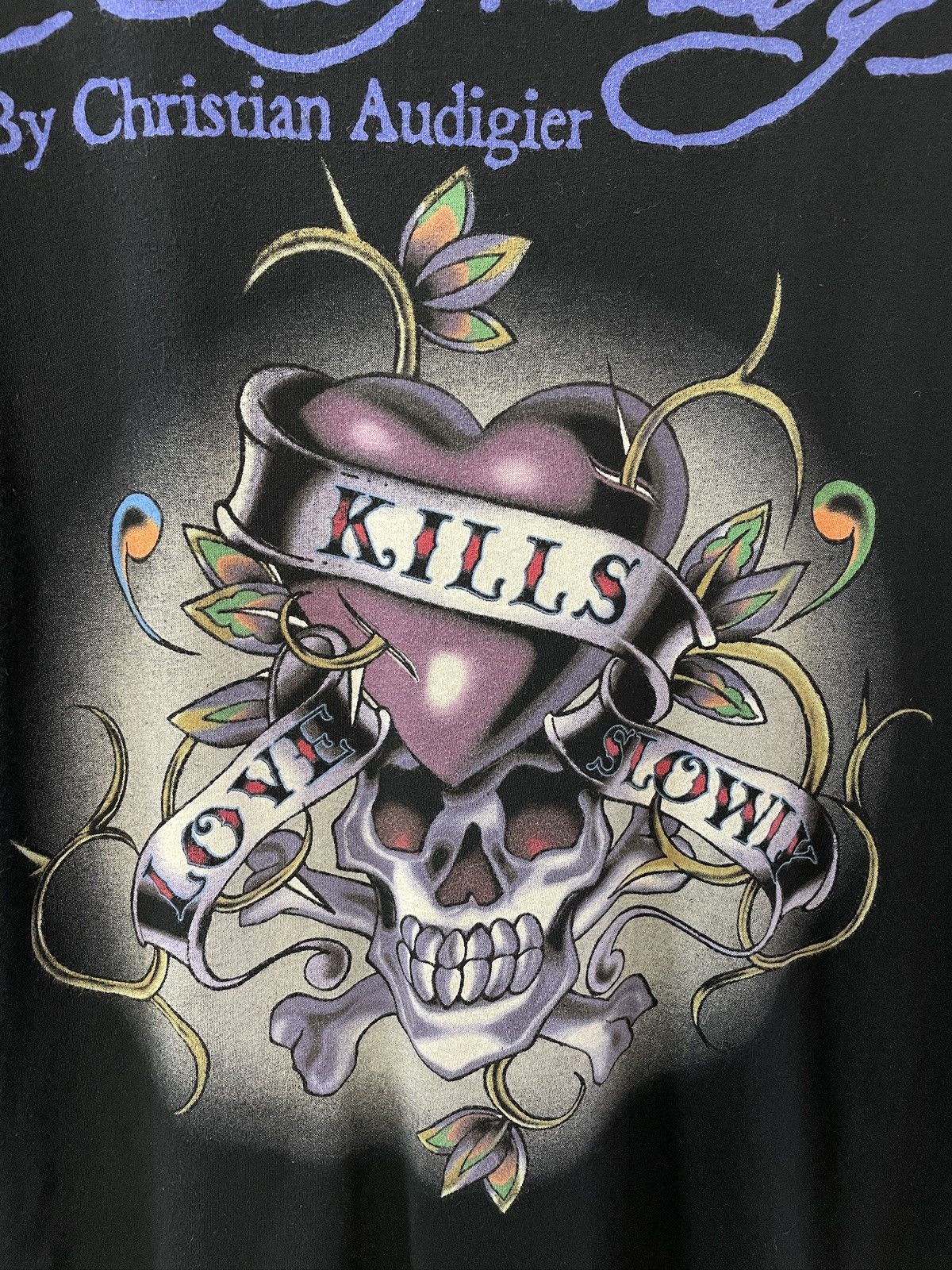 Ed Hardy Vintage Y2K Ed Hardy Over Printed Tee Skull T-shirt Size US L / EU 52-54 / 3 - 4 Thumbnail