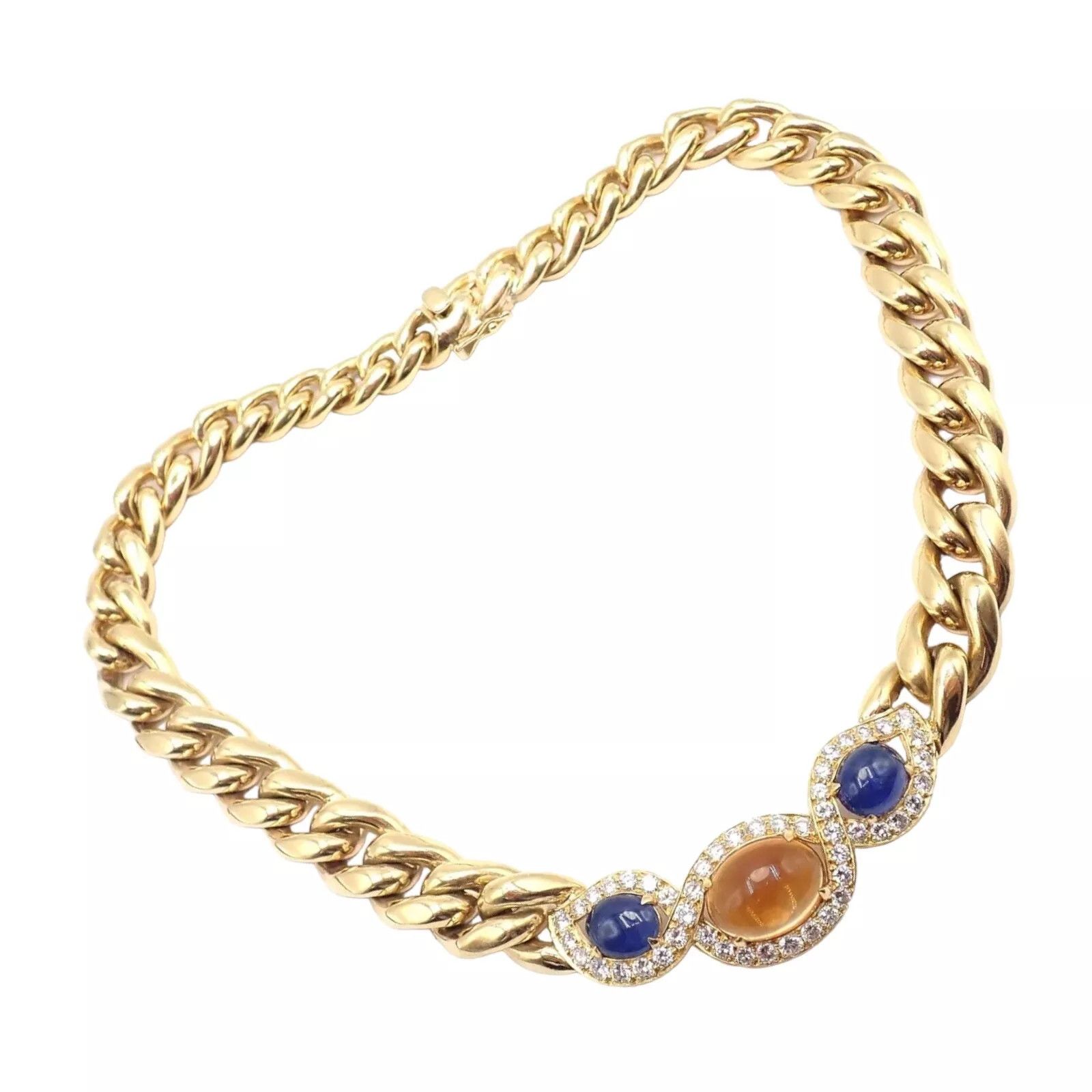 Other Bulgar 18k Gold Diamond Citrine Sapphire Link Necklace Paper Size ONE SIZE - 1 Thumbnail