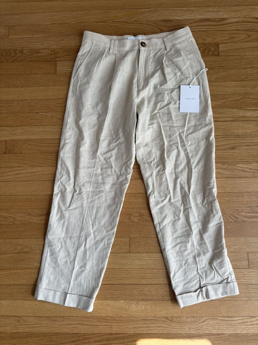 I Love Ugly I Love Ugly ‘Noah’ Pleated Trousers in Natural Linen Size US 32 / EU 48 - 1 Thumbnail
