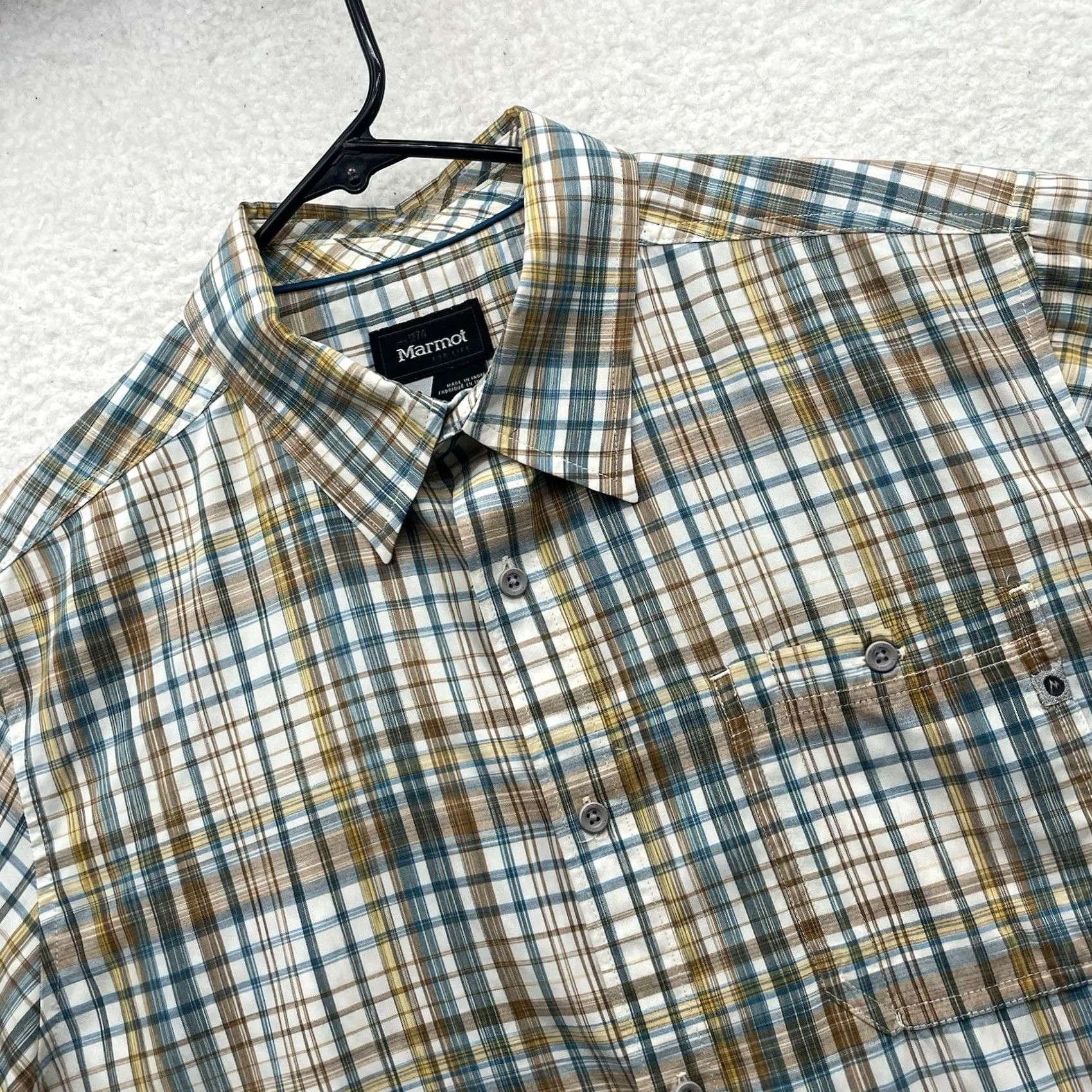 Marmot Marmot Shirt Mens Large Multicolor Plaid Short Sleeve Button-Up UV Quick Dry Outdoor Camp Size US L / EU 52-54 / 3 - 2 Thumbnail