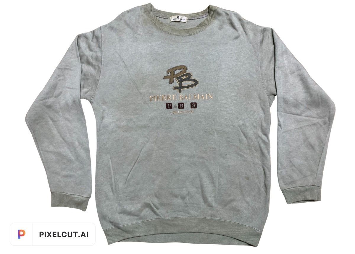 Japanese Brand × Pierre Balmain × Vintage 90s PIERRE BALMAIN EMBROIDERED LOGO SWEATSHIRT Size US L / EU 52-54 / 3 - 1 Thumbnail