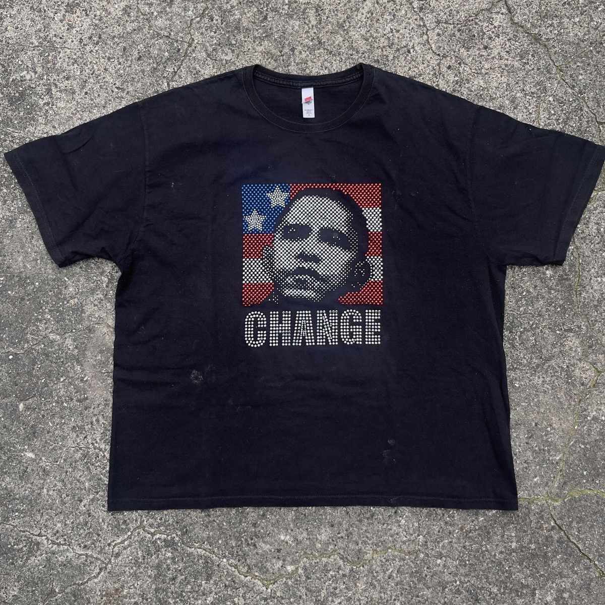 Vintage Vintage Y2K Big Face OBAMA CHANGE Jewel Shirt Size US XL / EU 56 / 4 - 1 Thumbnail