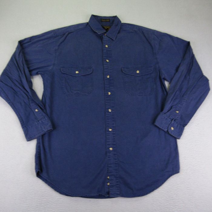 Eddie Bauer Vintage Eddie Bauer Shirt Mens Large Blue Rufton Twill