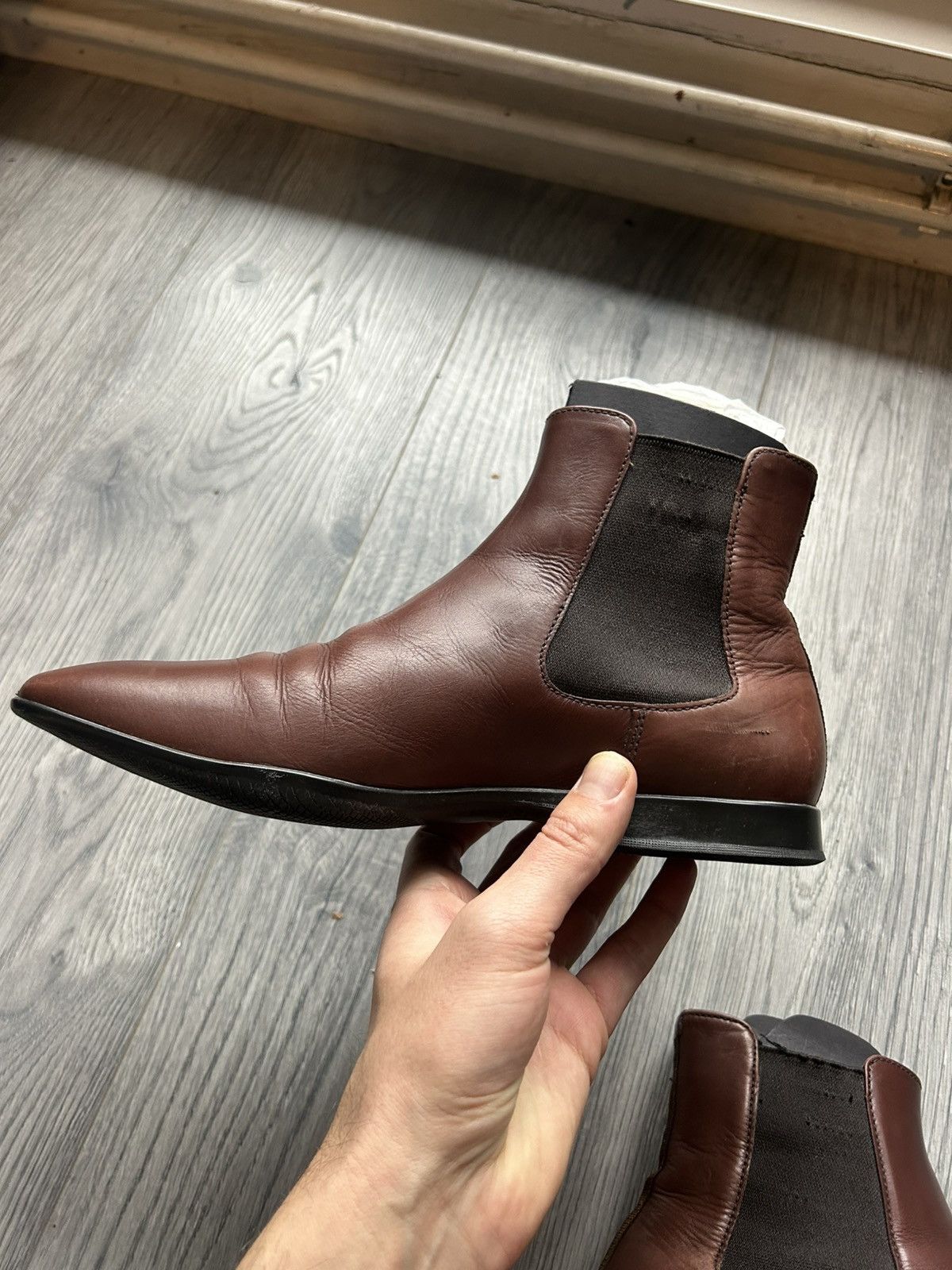 Prada Prada Brown Leather Chelsea Boots Size US 6 / EU 39 - 5 Thumbnail