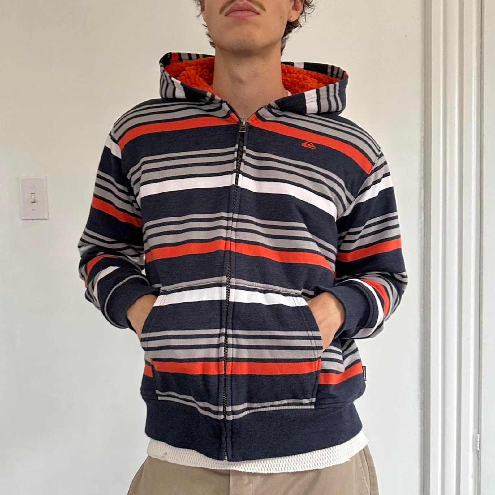 Quiksilver × Vintage Vintage Y2K 00s Quiksilver Striped Zip Up Hoodie Sweatshirt Size US XS / EU 42 / 0 - 5 Thumbnail
