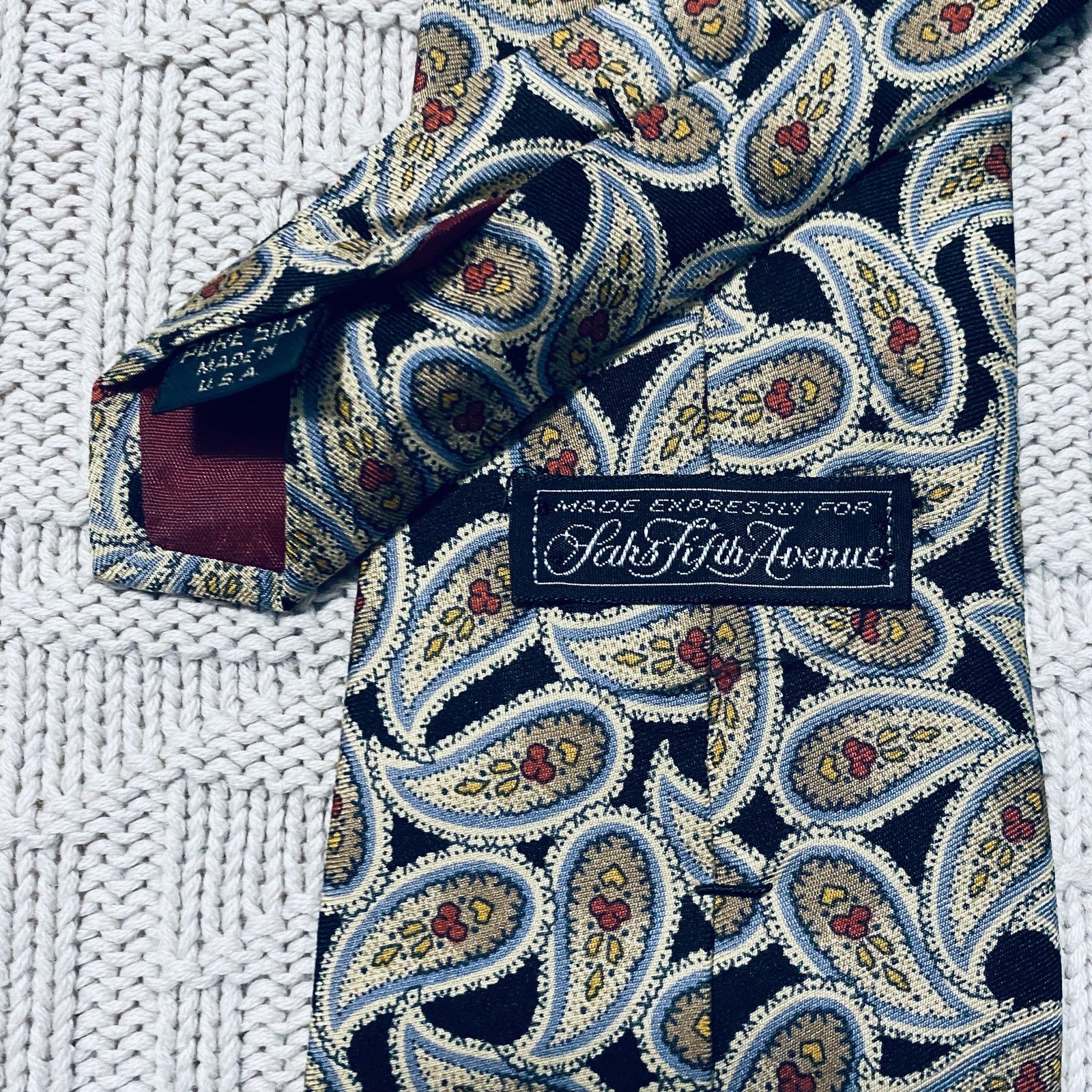 Saks Fifth Avenue Saks Fifth Ave black paisley silk tie Size ONE SIZE - 3 Thumbnail