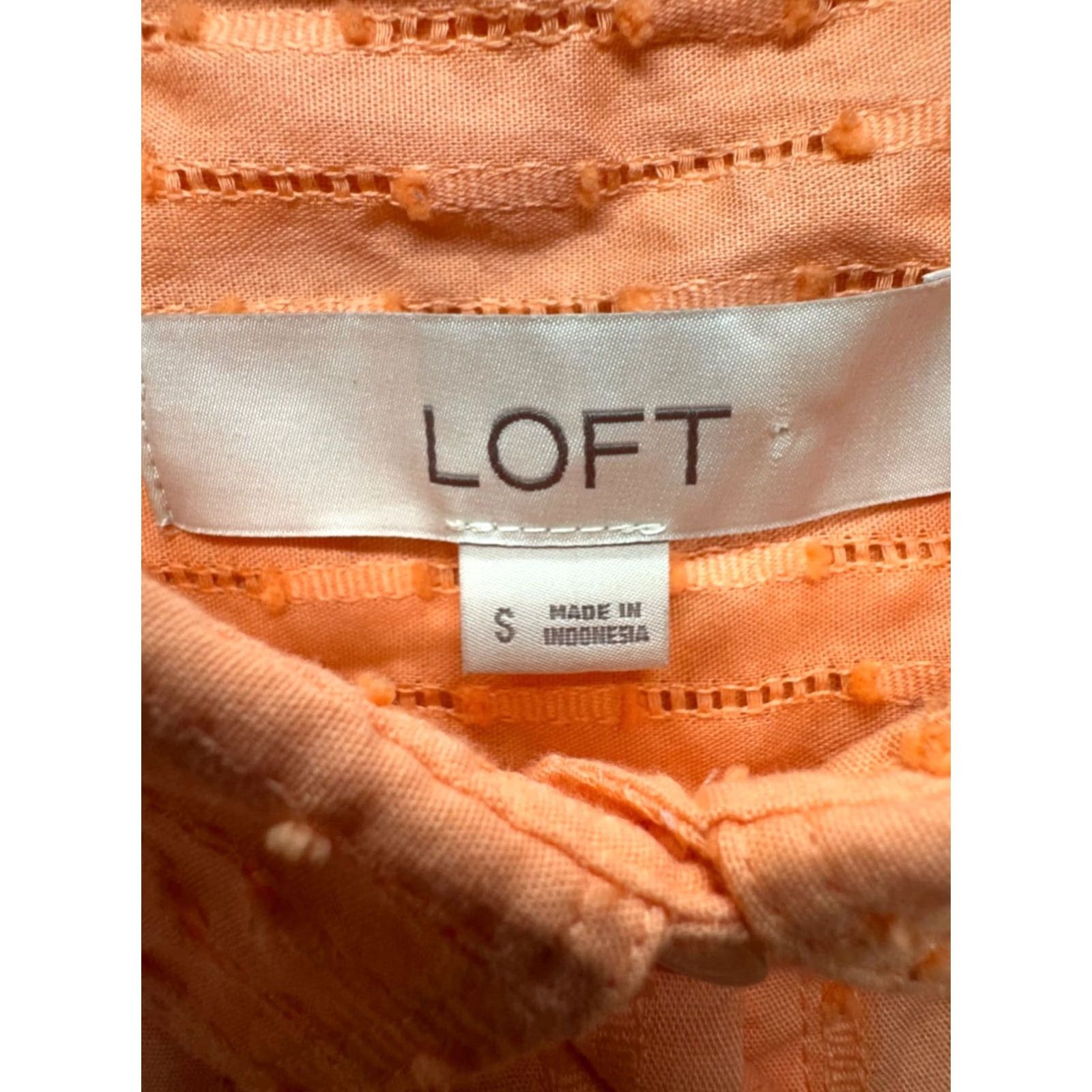 Loft Loft Shirt Womens S Orange Button-Up Textured 100% Cotton Size S / US 4 / IT 40 - 3 Thumbnail
