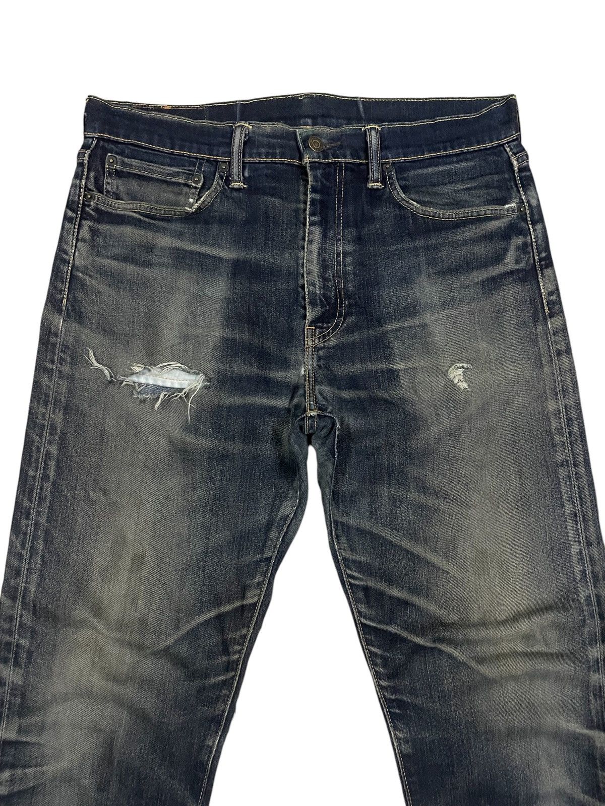 Levi's Vintage Levi’s 502 Stone Wash Straight Cut Ripped Jeans #273 Size US 33 - 2 Thumbnail