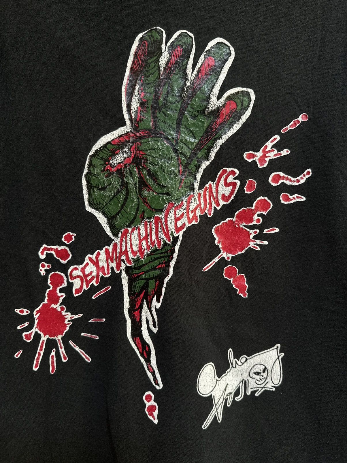 Band Tees Vintage 90s Sex machineGun Japanese Rock Band Faded Tee Size US M / EU 48-50 / 2 - 2 Thumbnail