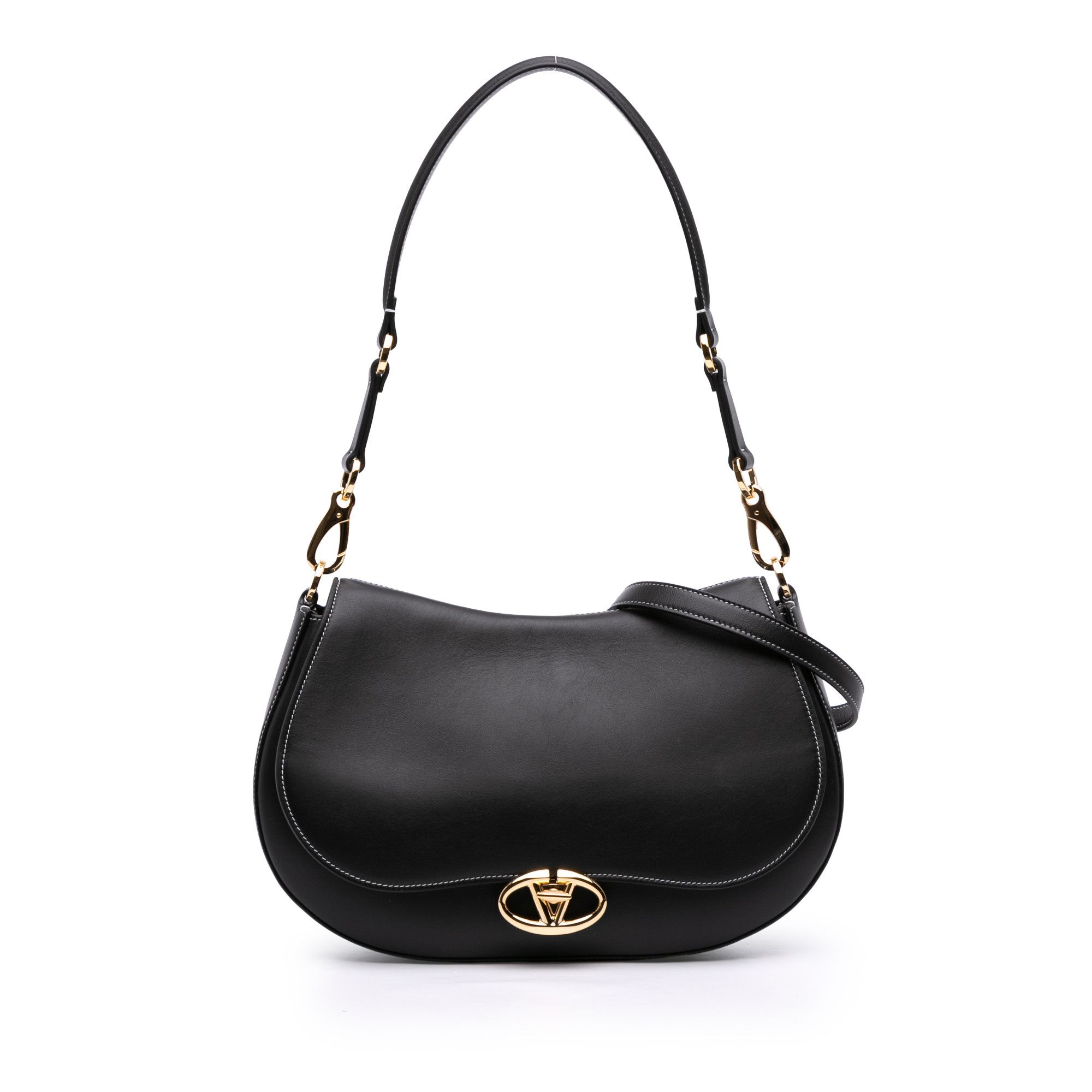 Valentino Valentino Medium Leather Ohval Flap Bag Size ONE SIZE - 1 Thumbnail