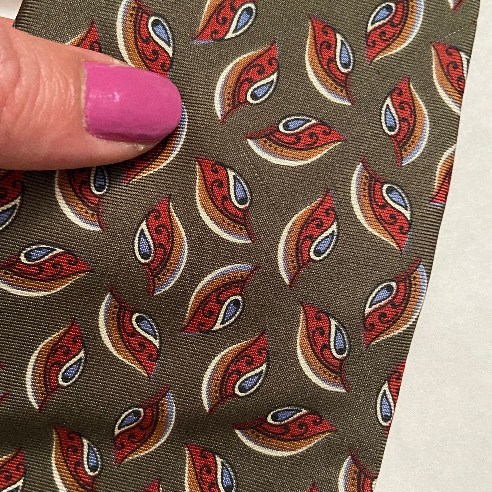 Dior Christian Dior Monsieur Tie Olive Green Paisley Silk Italy Size ONE SIZE - 4 Thumbnail