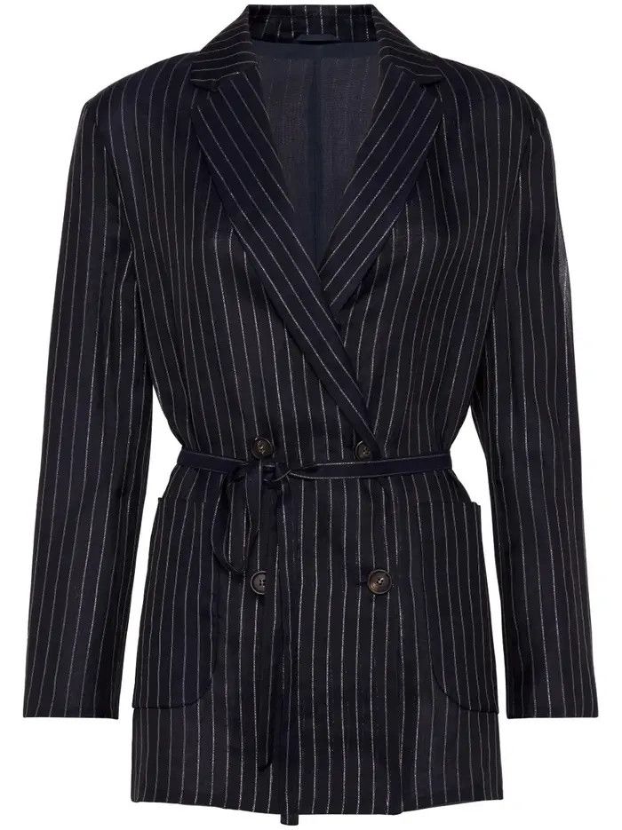 Brunello Cucinelli o1w1db10825 Woven Jacket Wool in Open Blue Size S / US 4 / IT 40 - 1 Thumbnail