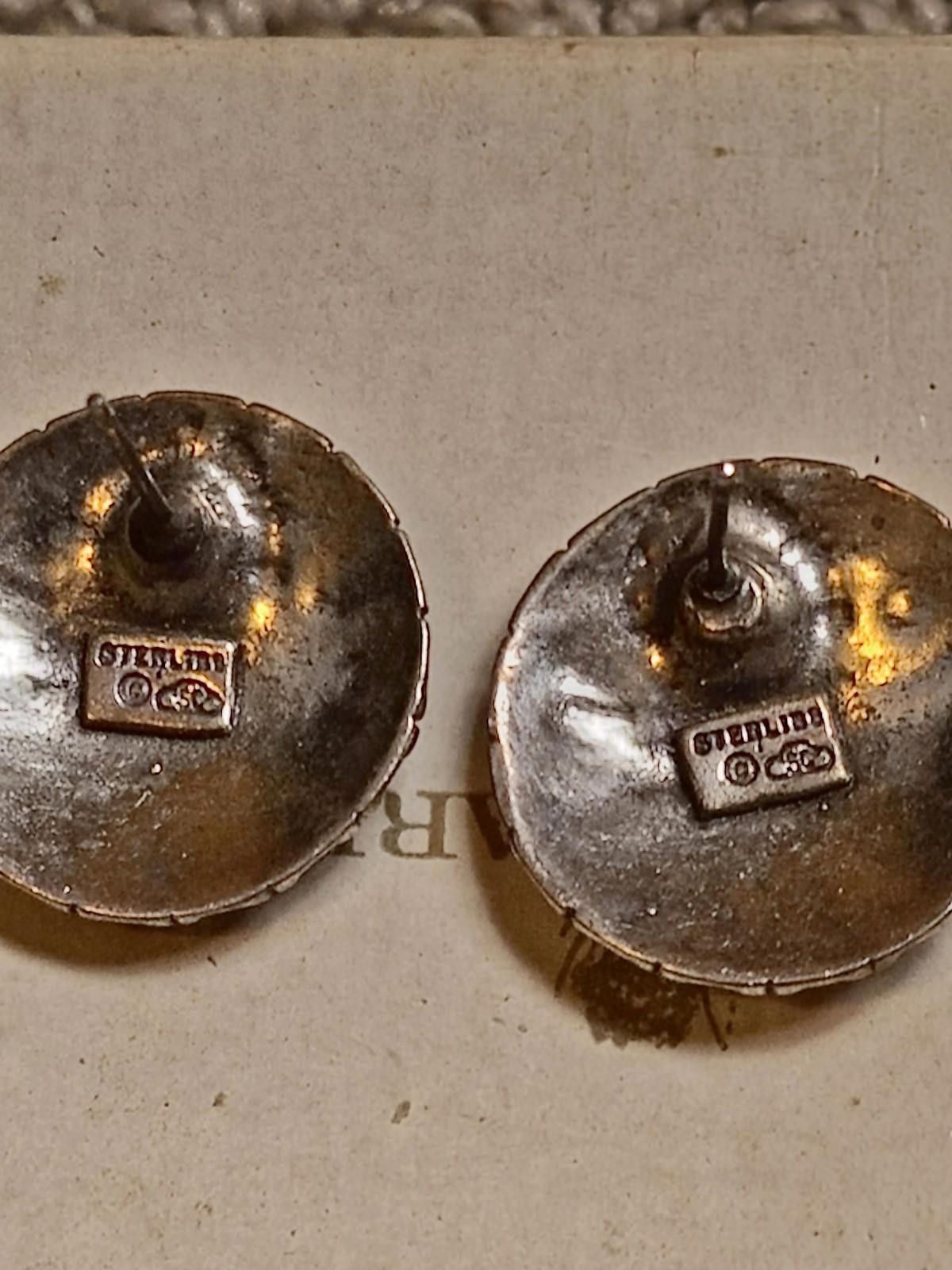 Other Vintage Silver Cloud Sterling Burst Earrings 3/4" Size ONE SIZE - 5 Thumbnail