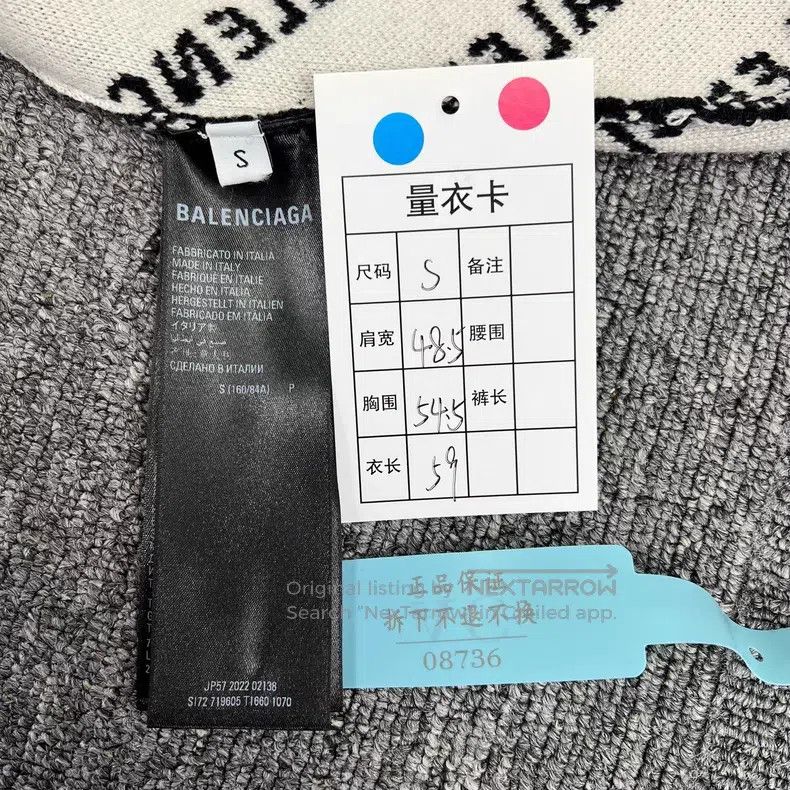 Balenciaga Balenciaga Black Logo Full Print Round Neck Long Sleeve Kn Size US S / EU 44-46 / 1 - 8 Thumbnail