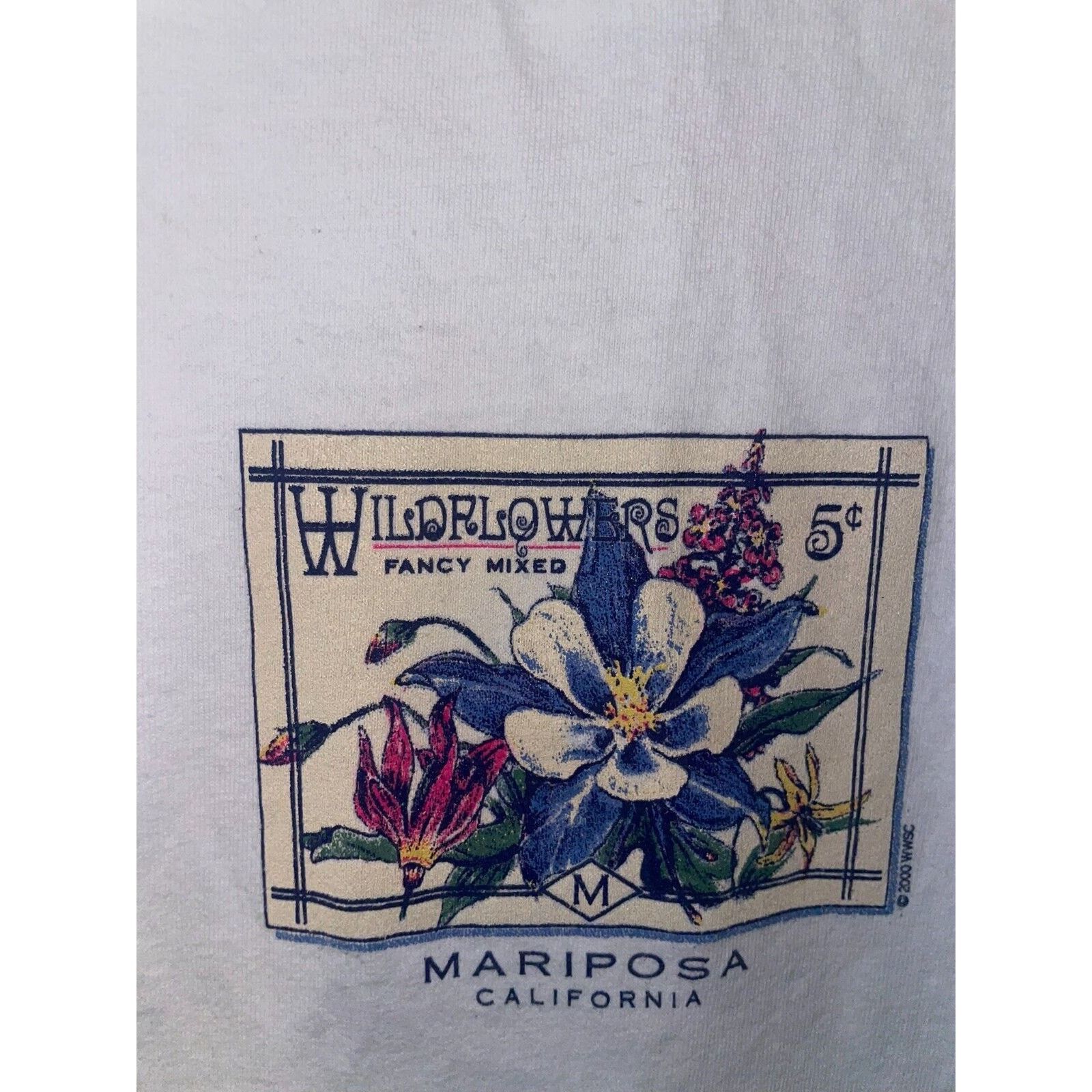Anvil Womens Vintage Mariposa Shirt Flowers California White Tee M Size M / US 6-8 / IT 42-44 - 3 Thumbnail