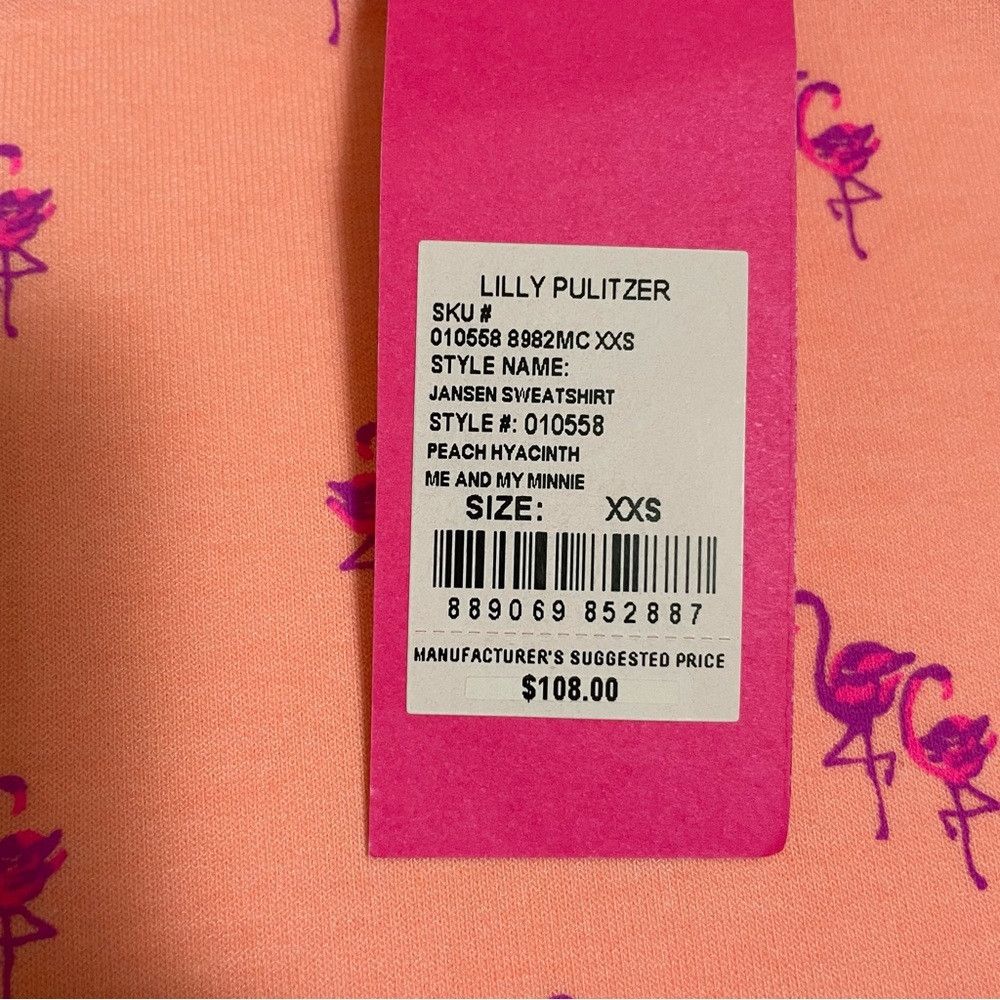 Lilly Pulitzer NWT New $108 Lilly Pulitzer Jansen Peach Flamingo Sweatshir Size XXS / US 00 / IT 34 - 7 Thumbnail