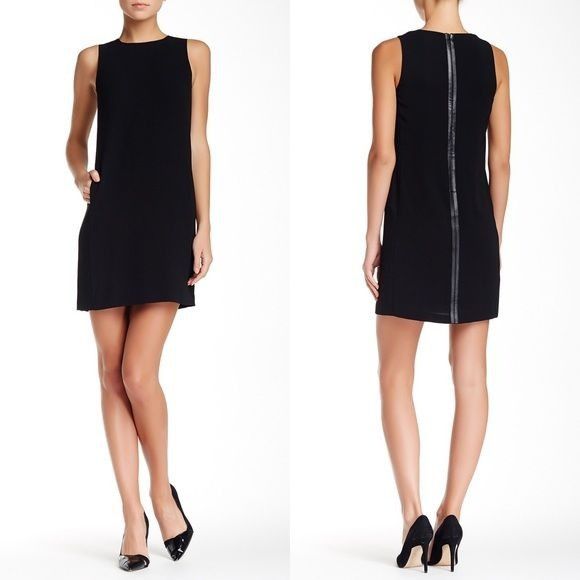 Vince Vince 0 Little Black Dress LBD Pockets Sleeveless Leather Tr Size XS / US 0-2 / IT 36-38 - 1 Thumbnail