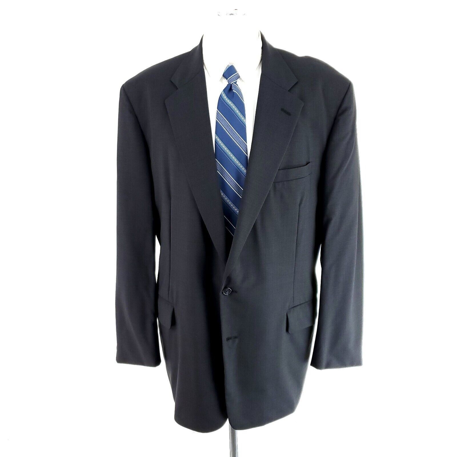 Tom James Tom James Bespoke 2 Button Blazer 46L Black Blue Black Check Size 46L - 3 Thumbnail