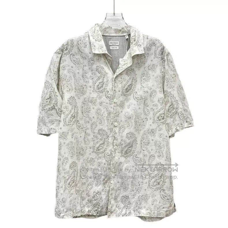 Brunello Cucinelli Brunello Cucinelli Contrast Panel Cuban Floral Printed Lin Size L / US 10 / IT 46 - 1 Thumbnail