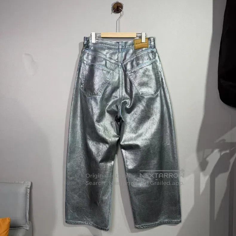 Acne Studios Acne Studios Silver Wax-Coated Jeans Size US 32 / EU 48 - 2 Thumbnail