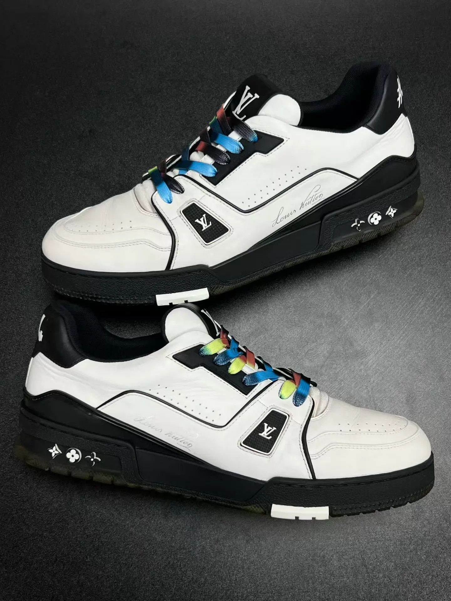Louis Vuitton LV Trainer White/Black Multicolor UK9 Like New Size US 10 / EU 43 - 5 Thumbnail