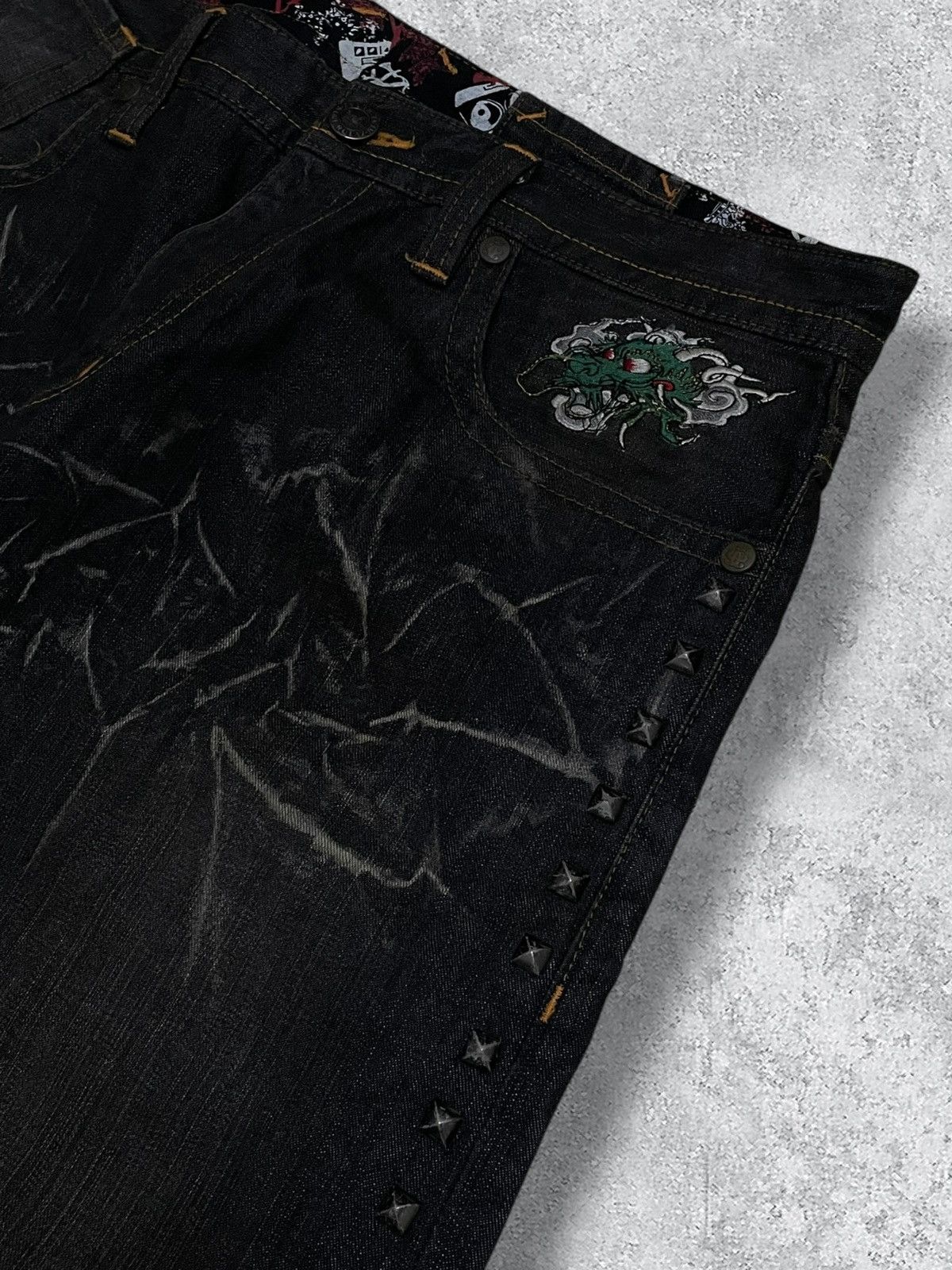 Japanese Brand Vintage Japan 90’s Designer Nine Rulaz Creature Baggy Denim Size US 34 / EU 50 - 6 Thumbnail