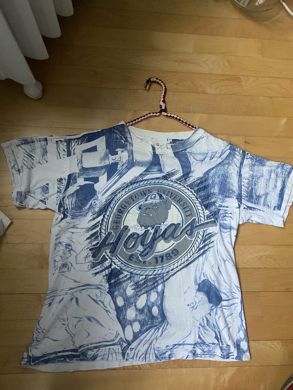 image of Vintage Georgetown Hoyas All Over Print 90’S Single Stitch in White, Men's (Size Small)