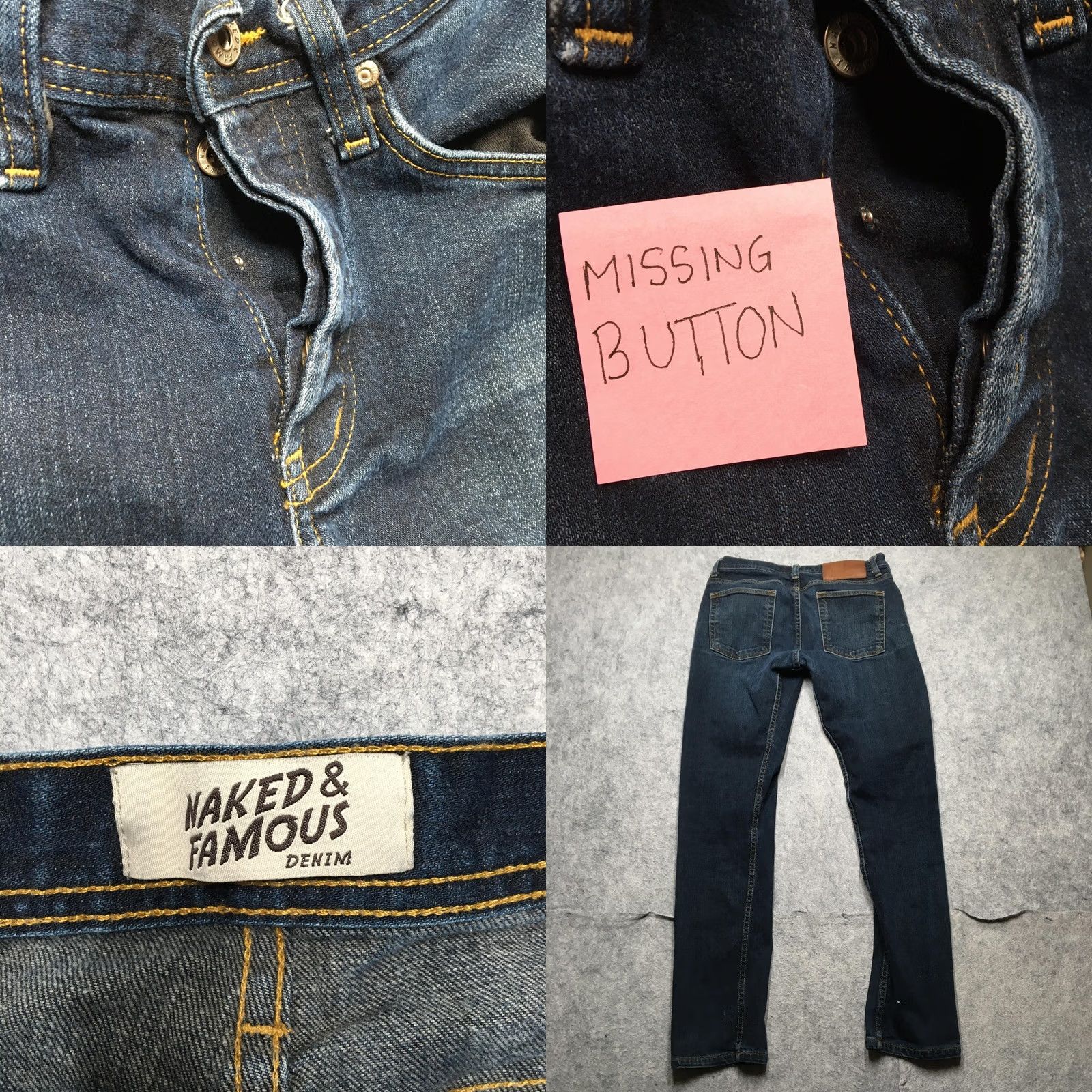 Vintage Naked & Famous Weird Guy Jeans Mens 32x32 Blue Stretch Selvedge Denim Pants Size US 32 / EU 48 - 8 Thumbnail