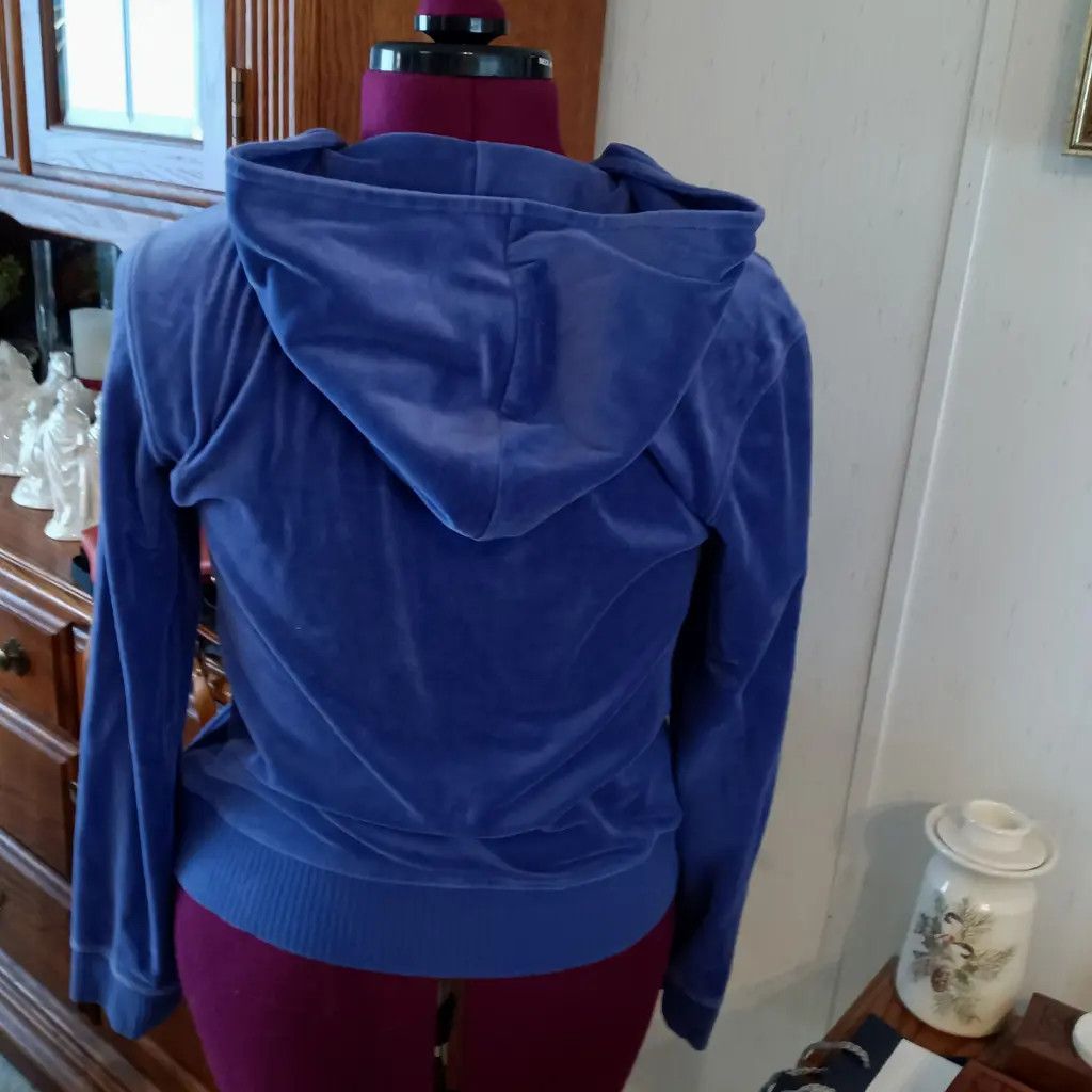 Victoria's Secret Juicy Couture Blue Velour Zip Hoodie Size L / US 10 / IT 46 - 4 Thumbnail