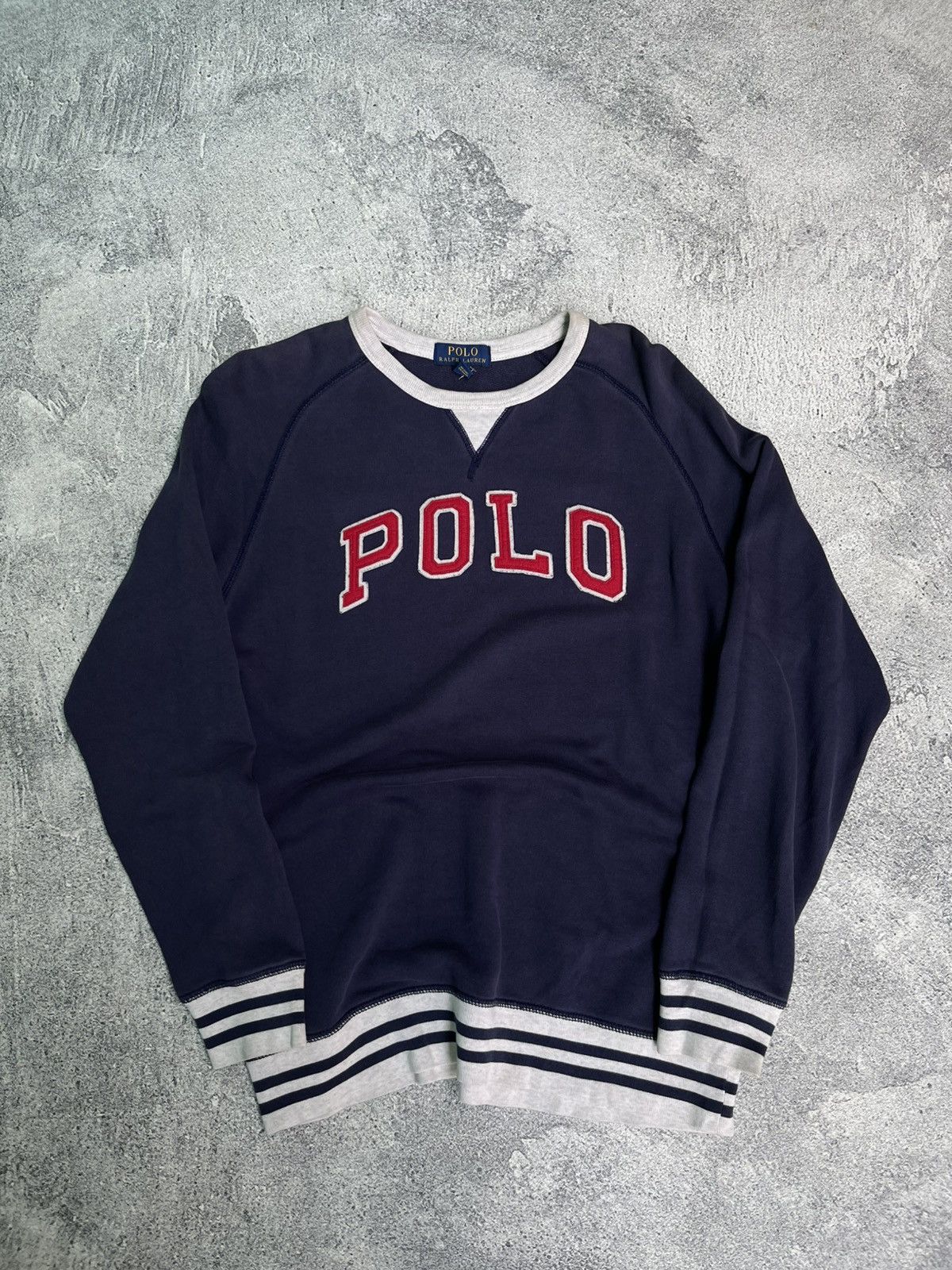 Polo Ralph Lauren VINTAGE 2000’s POLO SWEATER EMBOIRDY LOGO STRIPE RIB Size US XL / EU 56 / 4 - 1 Thumbnail