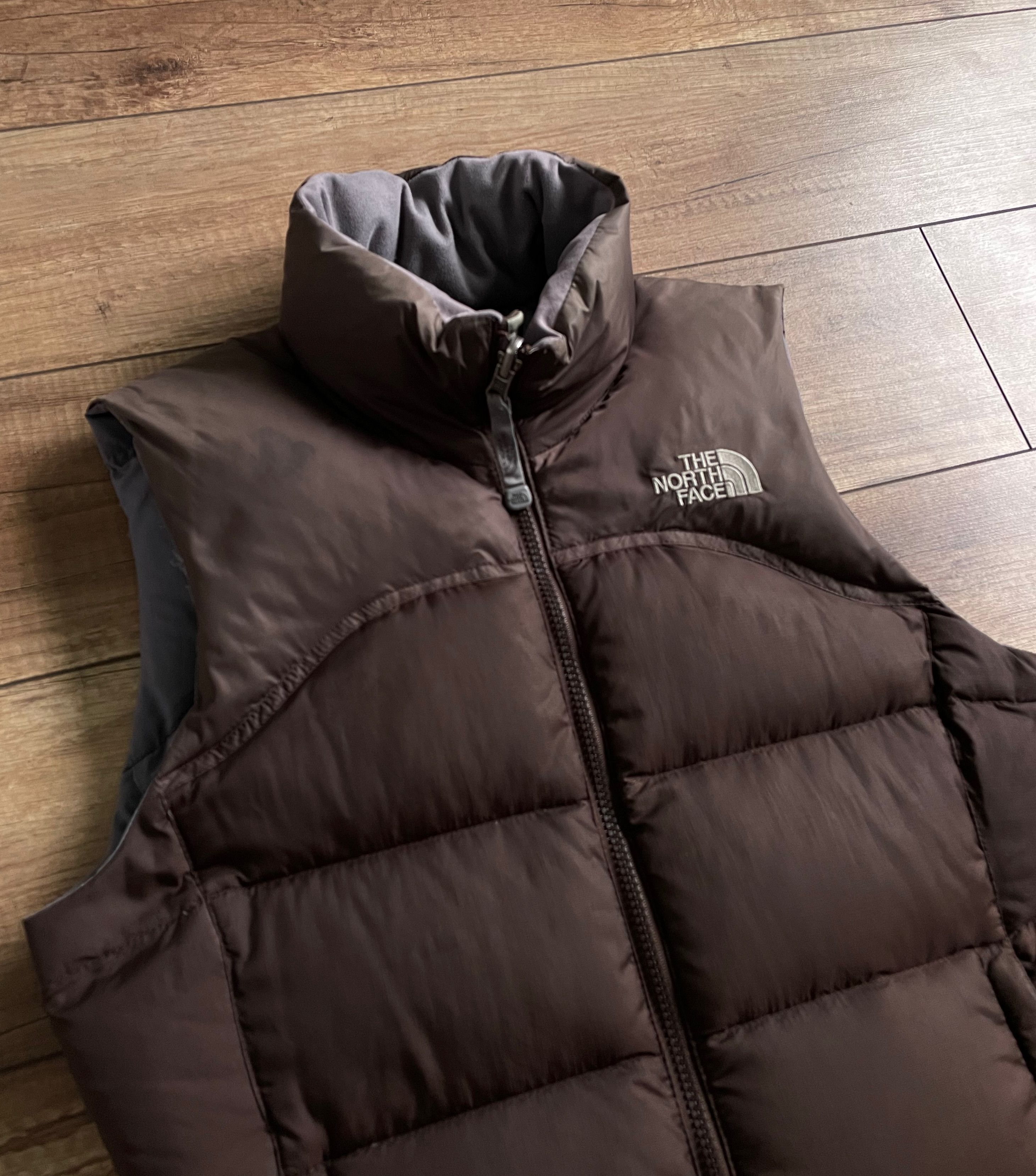 The North Face Brown Nuptse Down Jacket Puffer Vest