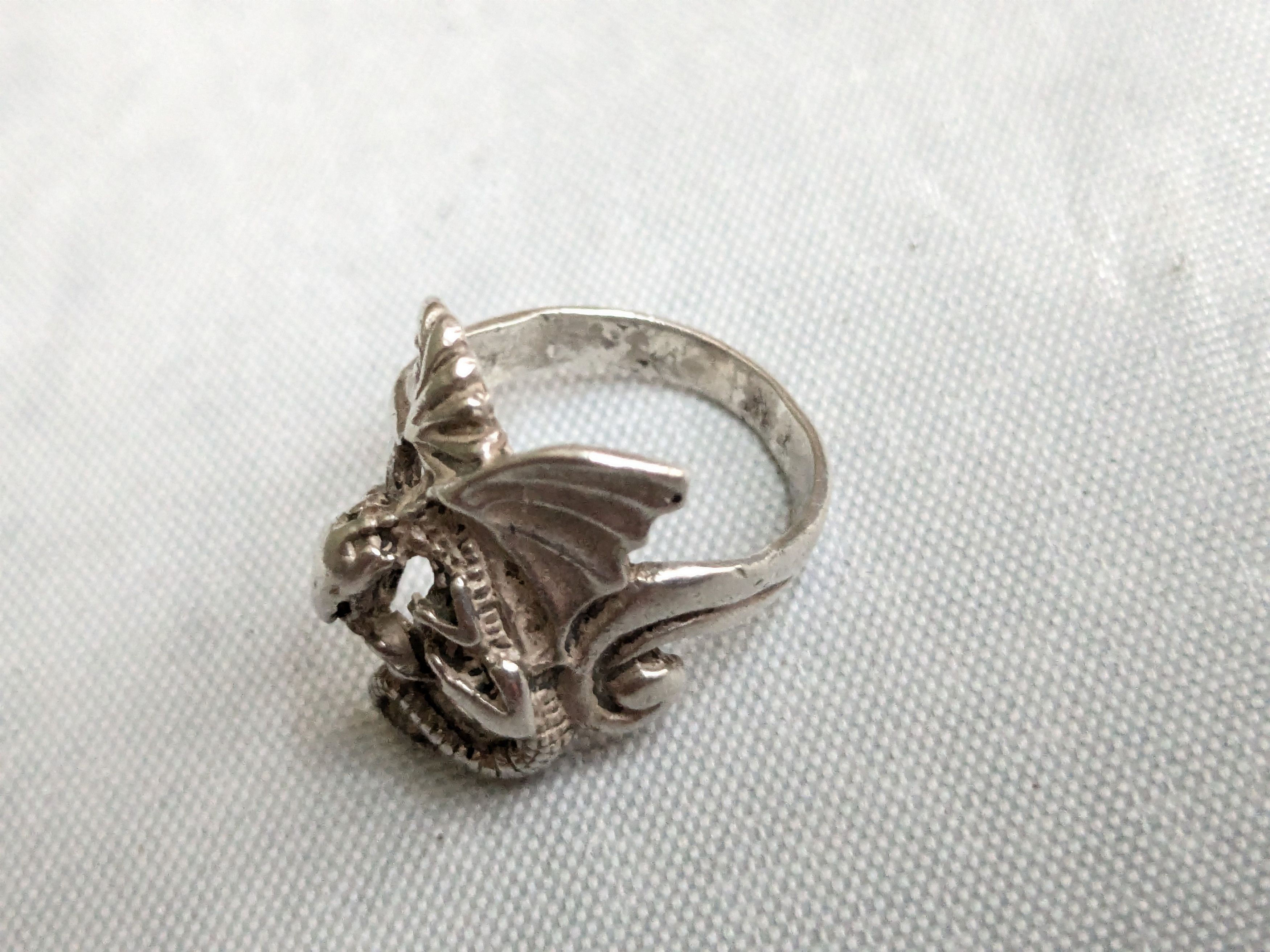 Jewelry Vintage Sterling Silver Dragon Ring 6 Wings Size ONE SIZE - 6 Thumbnail