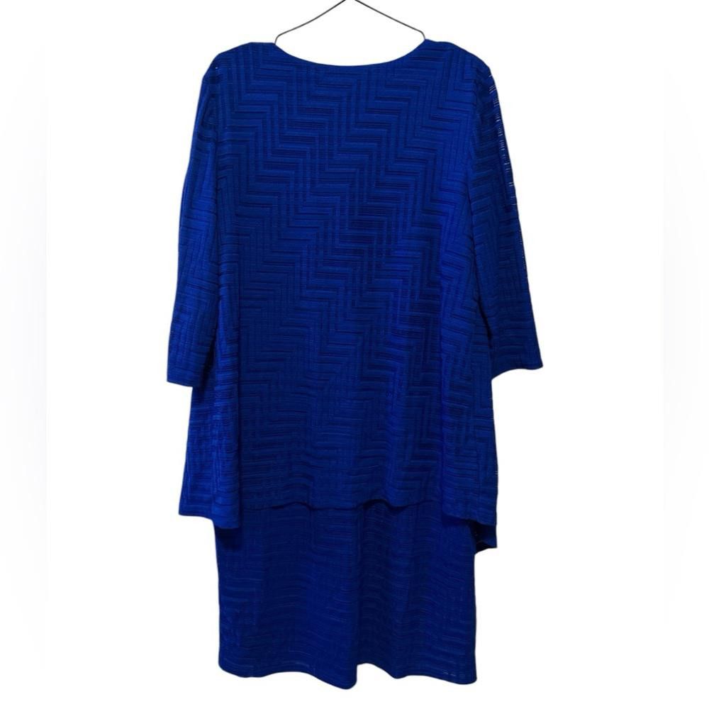 Designer Laura Women's Royal Blue Dress and Cardigan Set - Size 1X Size XL / US 12-14 / IT 48-50 - 3 Thumbnail