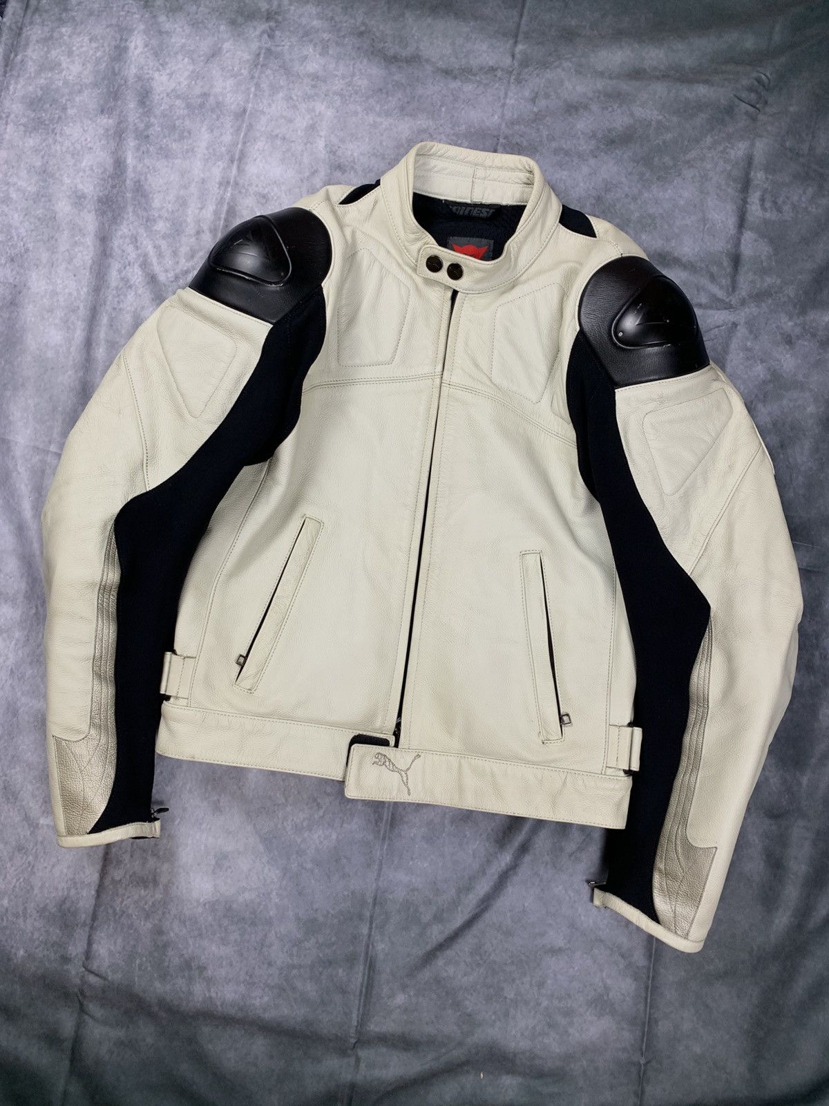 Puma x Dainese Leather Motorcycle Jacket White/Black