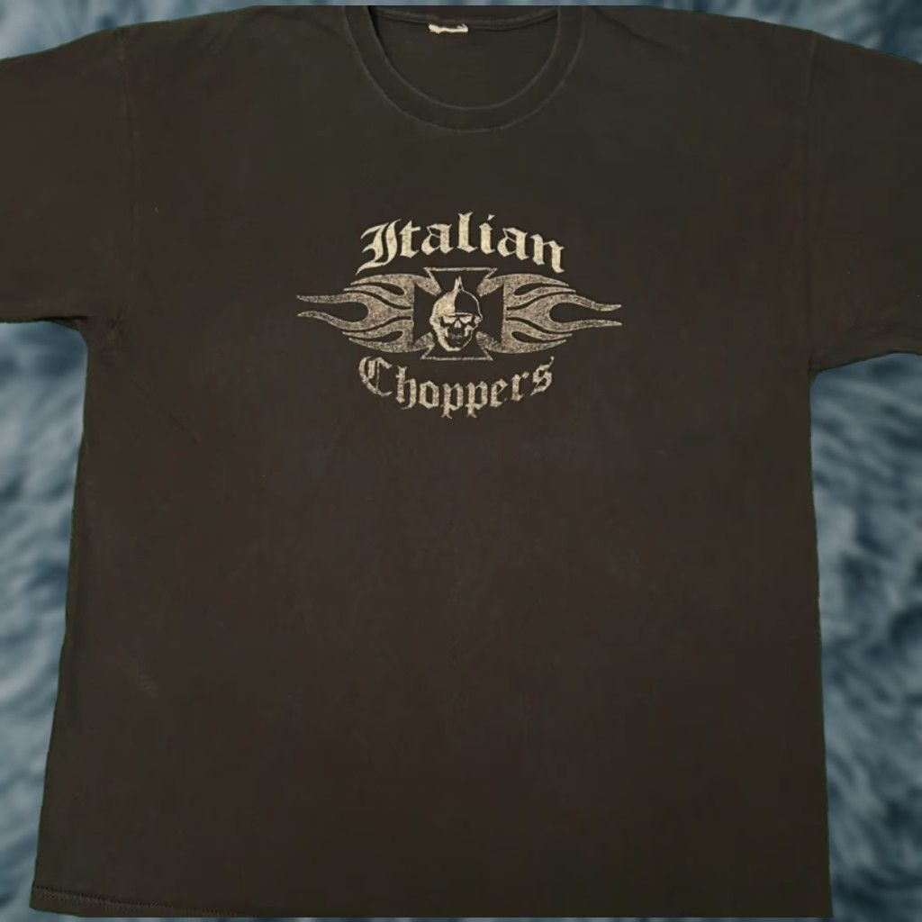 Logo 7 VINTAGE Y2K Italian Choppers Biker Cross Flames Logo Grunge Punk VTG Shirt XL Black Mens Short SleeveLogo VTG Size US XL / EU 56 / 4 - 1 Thumbnail