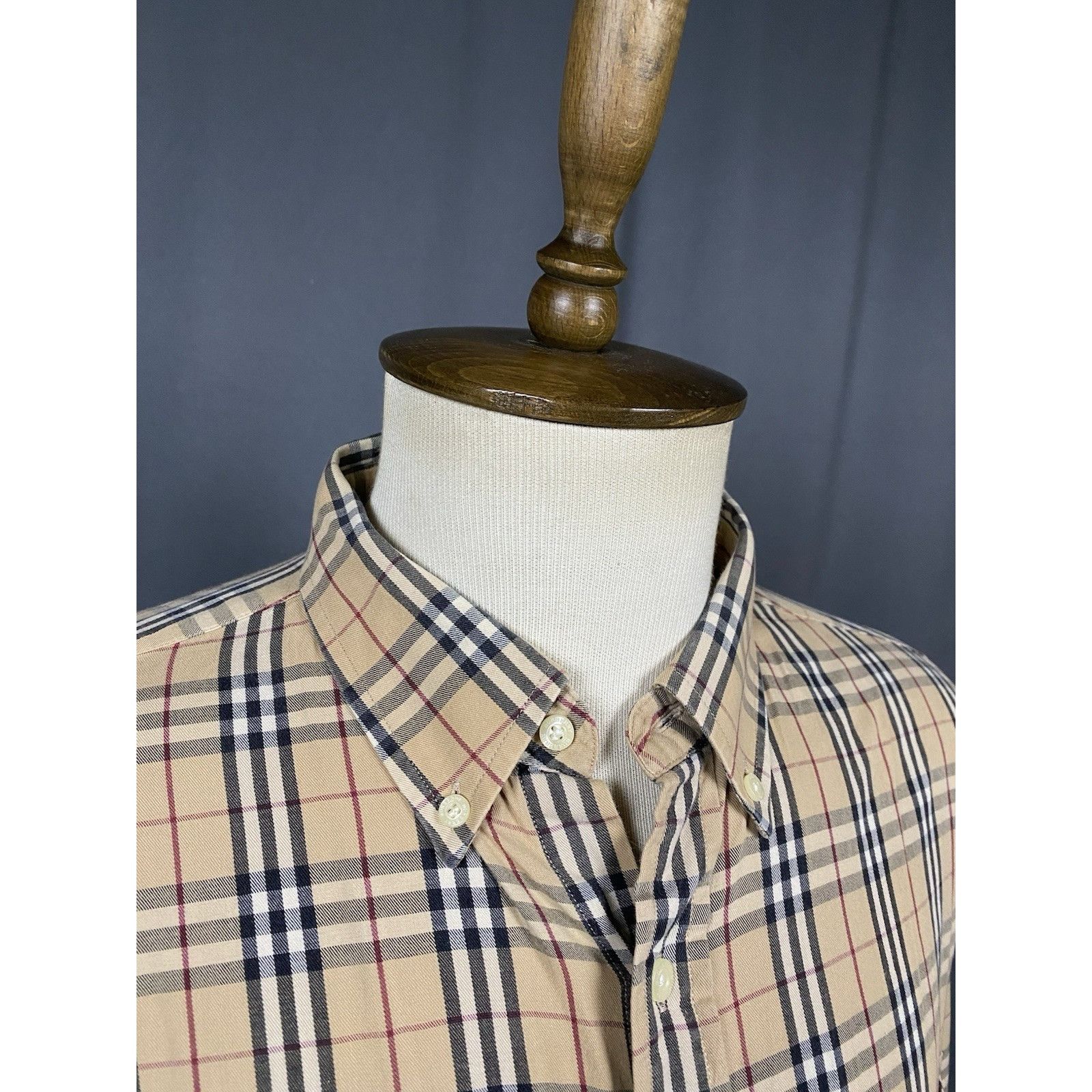 Burberry Burberry Nova Check Vintage Men's Beige Longsleeve Shirt Siz Size US XL / EU 56 / 4 - 6 Thumbnail
