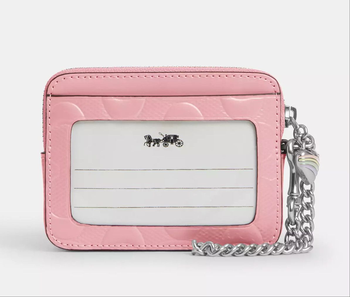 Coach Zip Card Case In Signature Leather With Heart Charm CDQ15 Size ONE SIZE - 6 Thumbnail